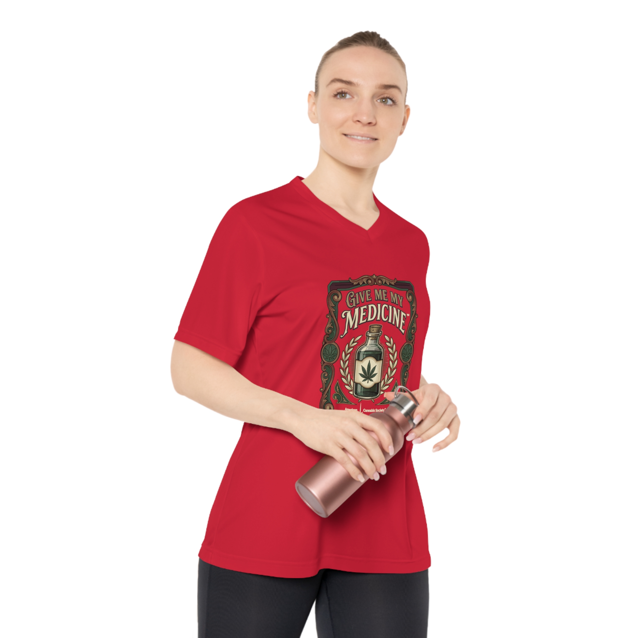 Give Me My Medicine Women's Performance V-Neck – Sport Red – view 4