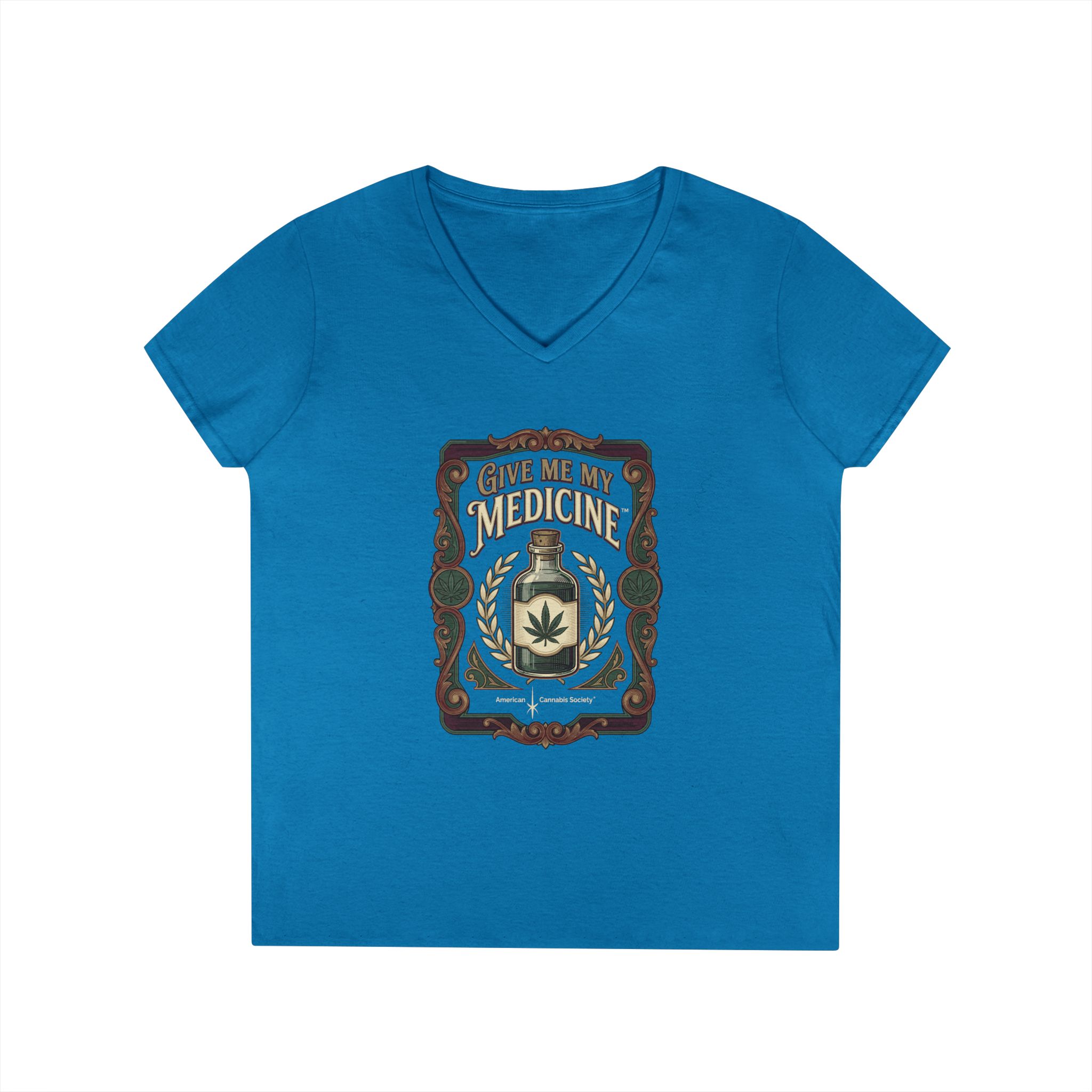 Give Me My Medicine™ Women's V-Neck Tee – Sapphire