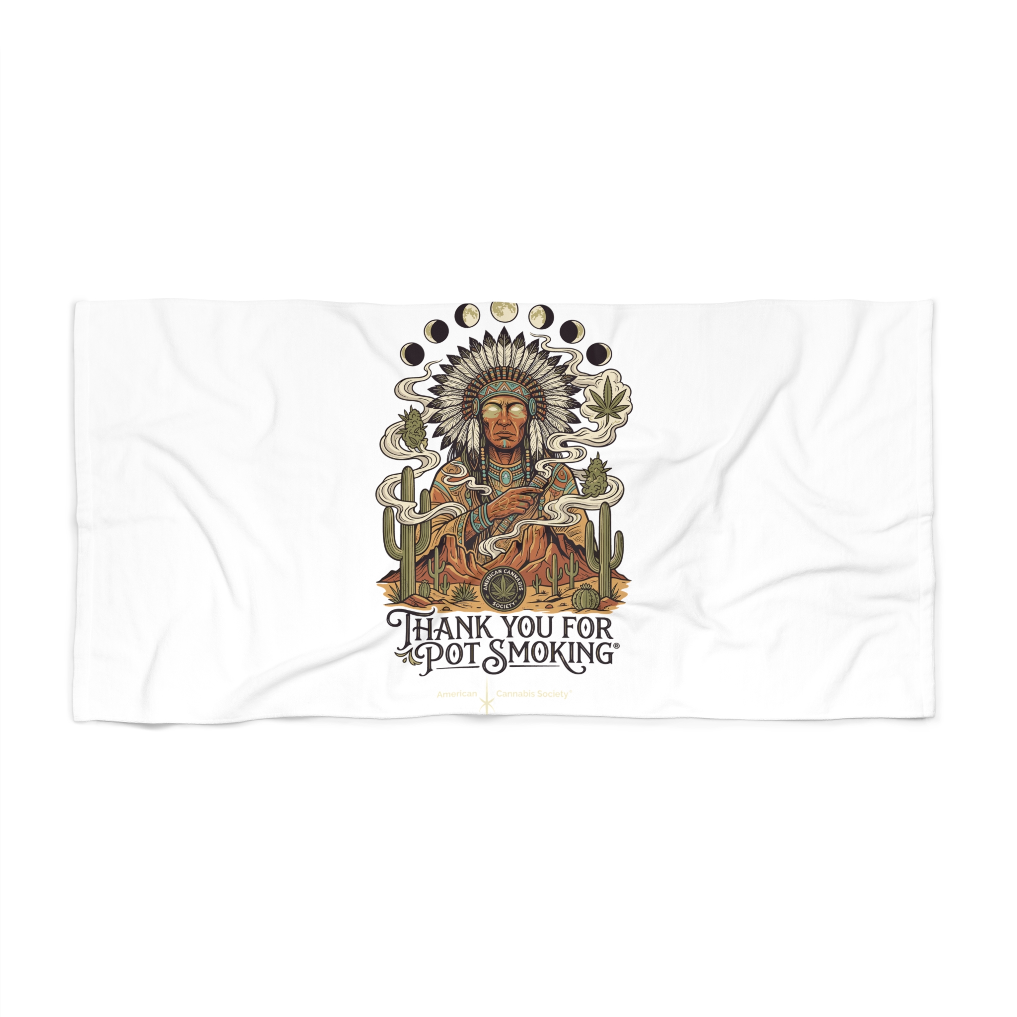 Thank You For Pot Smoking® Desert Chief Beach Towel – 36" × 72"