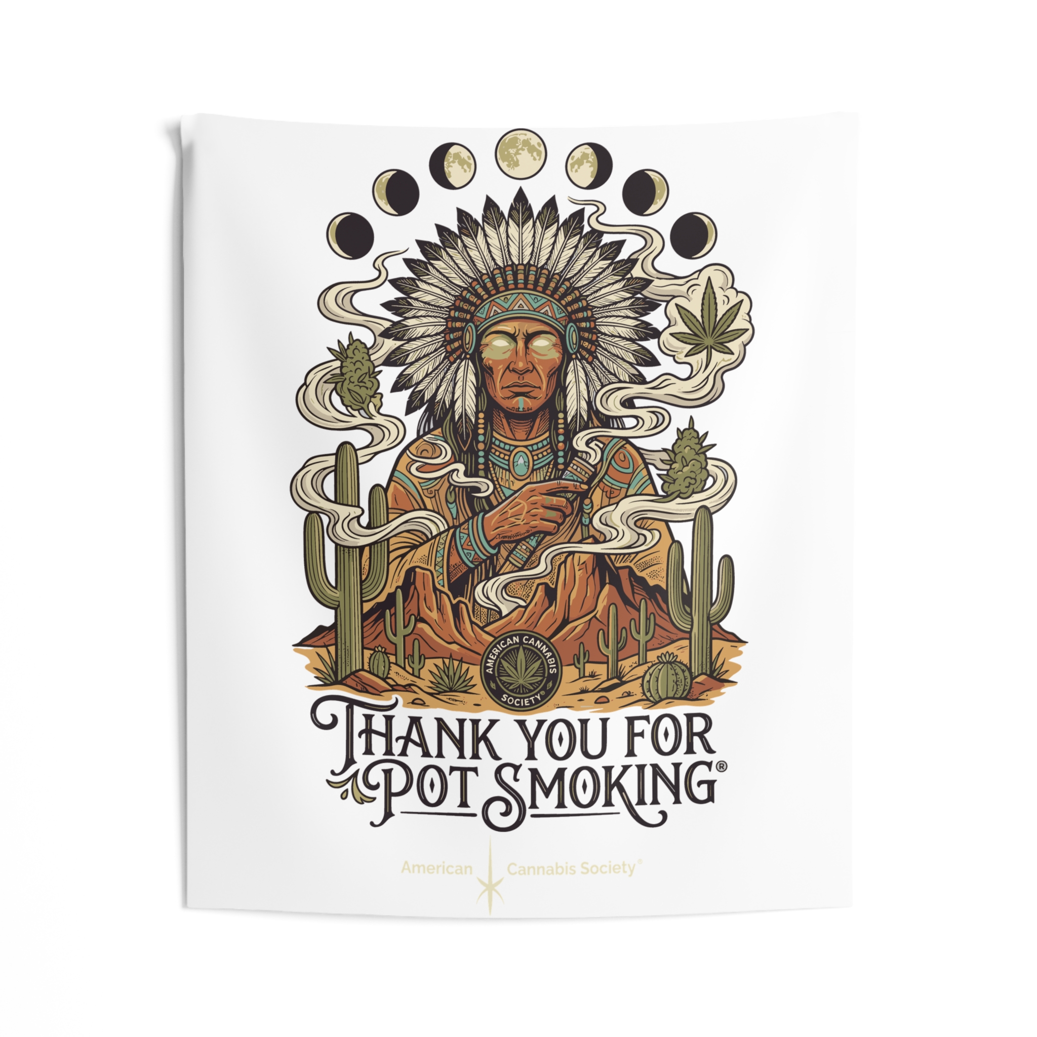 Thank You For Pot Smoking® Desert Chief Indoor Wall Tapestry – 50" × 60"