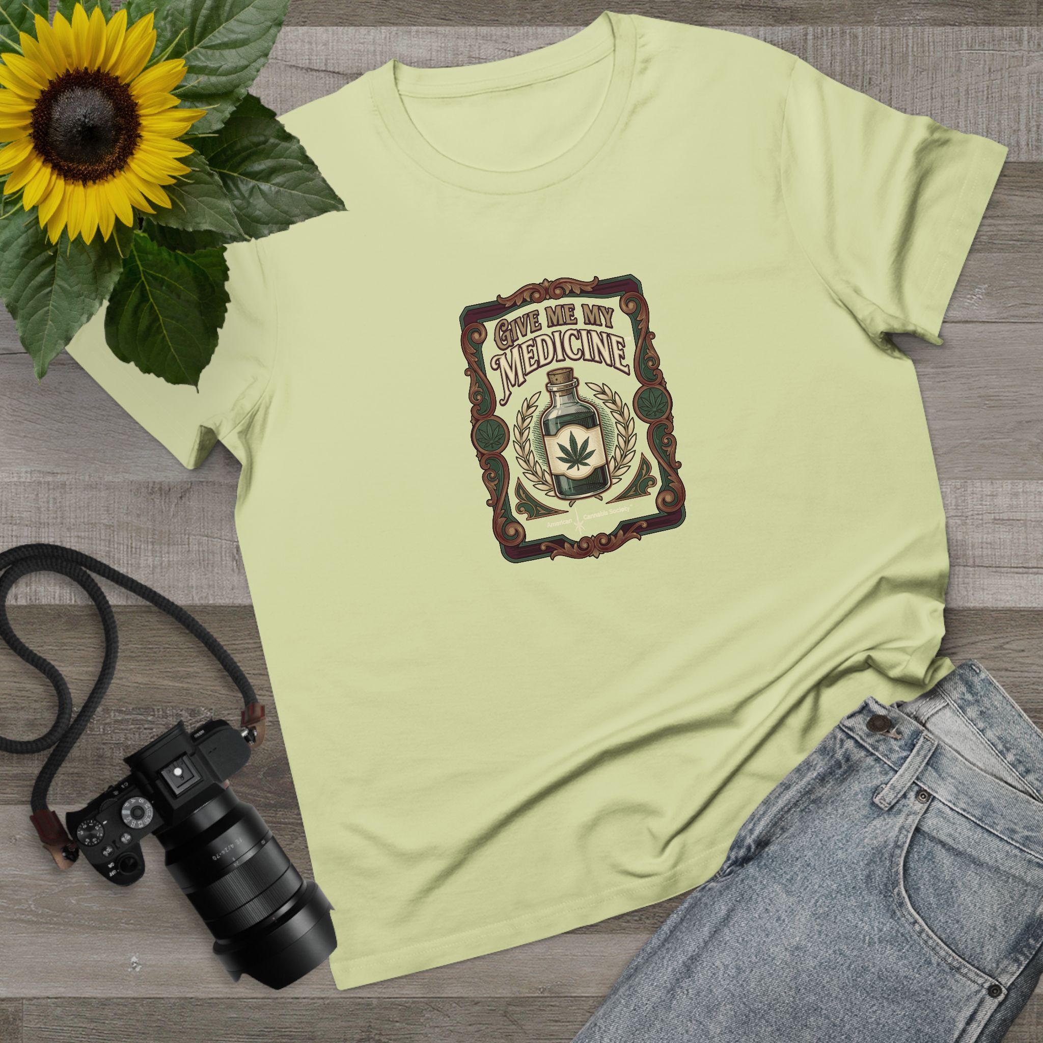 Give Me My Medicine™ Women's Maple Tee – Lime, view 3