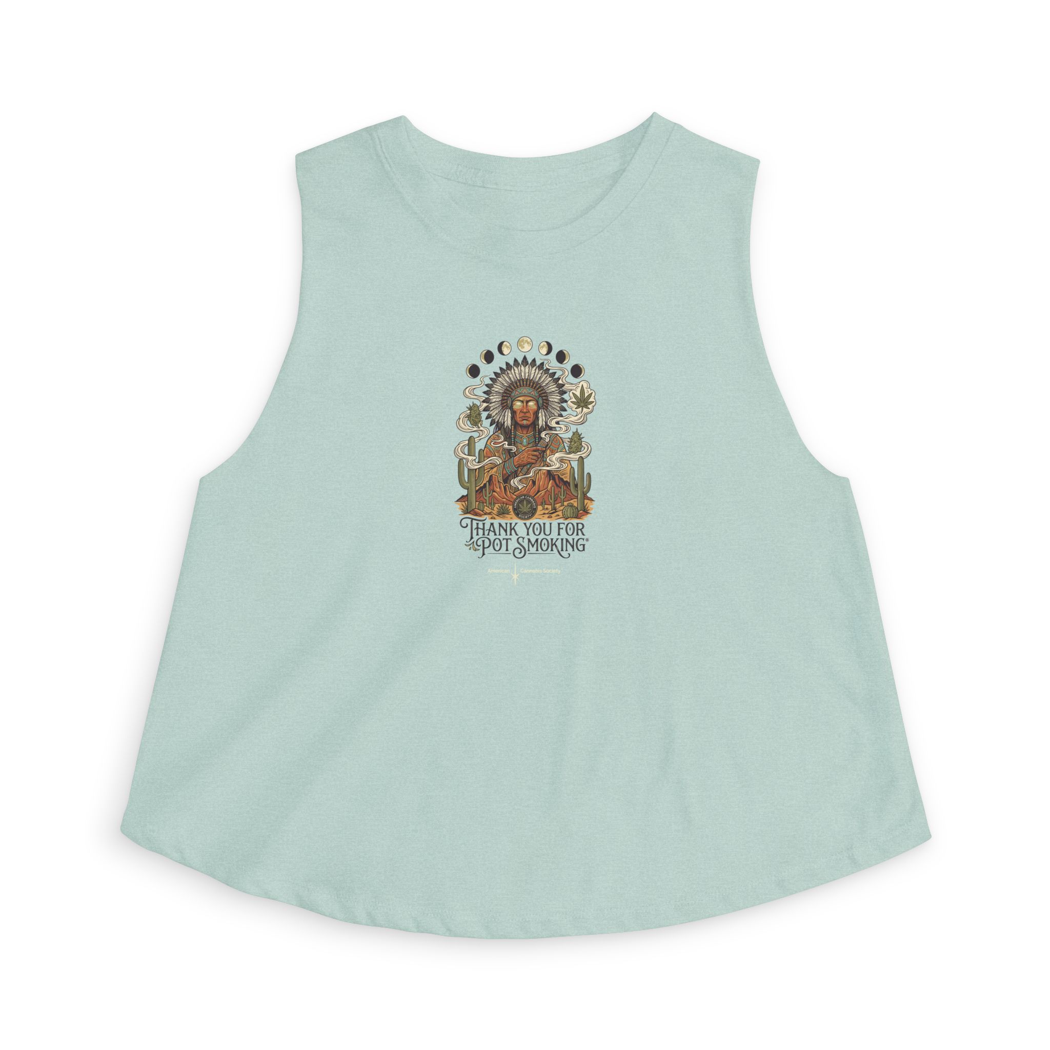 Thank You For Pot Smoking® Desert Chief Women's Crop Top – Heather Dusty Blue