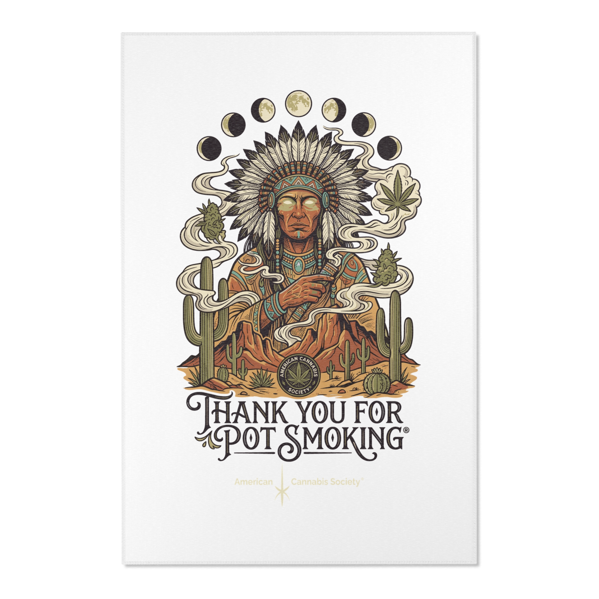 Thank You For Pot Smoking® Desert Chief Chenille Area Rug – 48" × 72"
