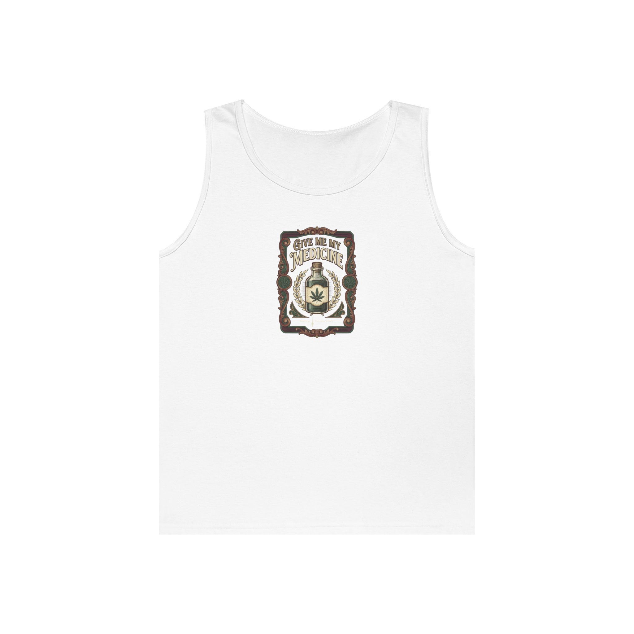 Give Me My Medicine™ Unisex Cotton Tank Top – White