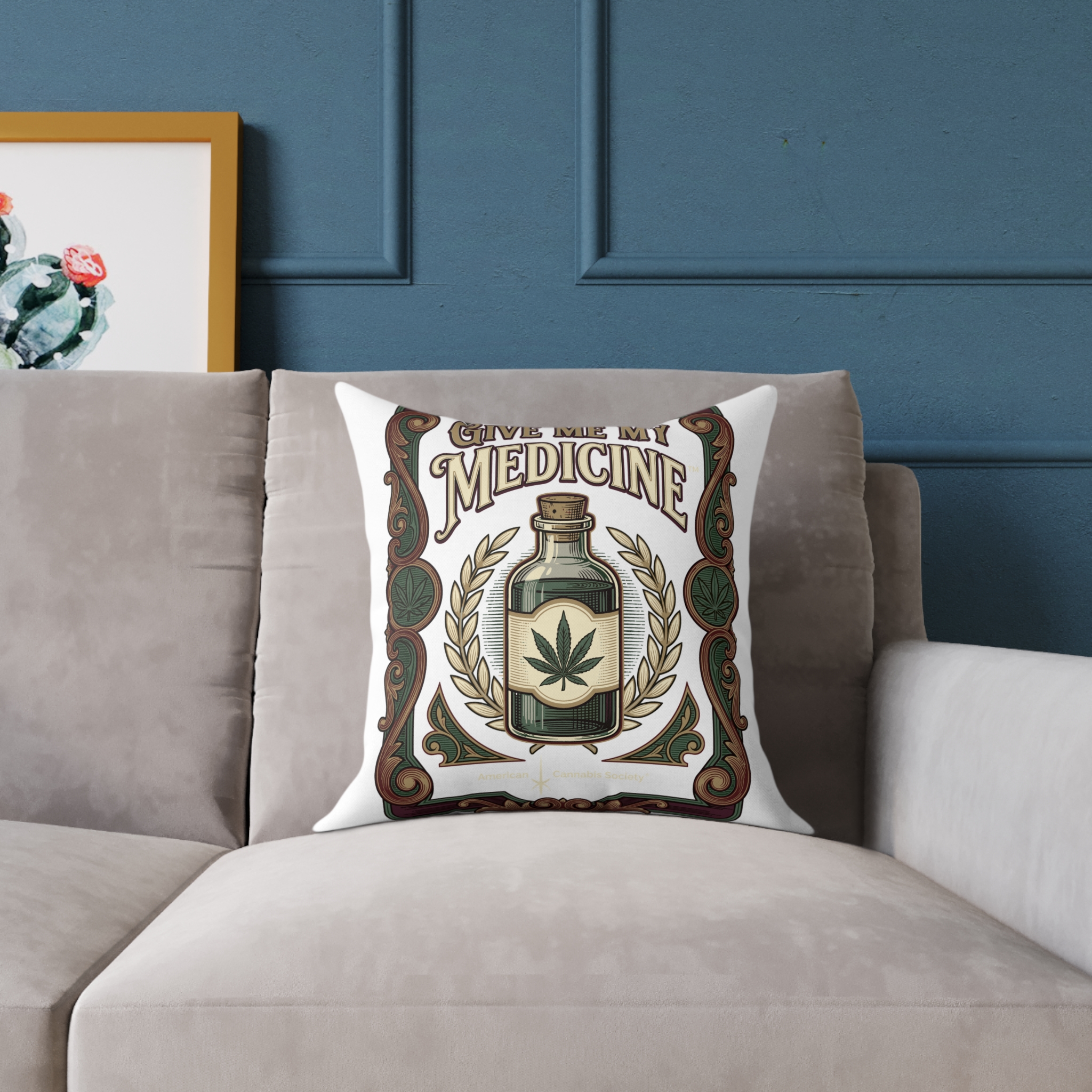 Give Me My Medicine™ Square Canvas Pillow – 16" × 16" – view 3