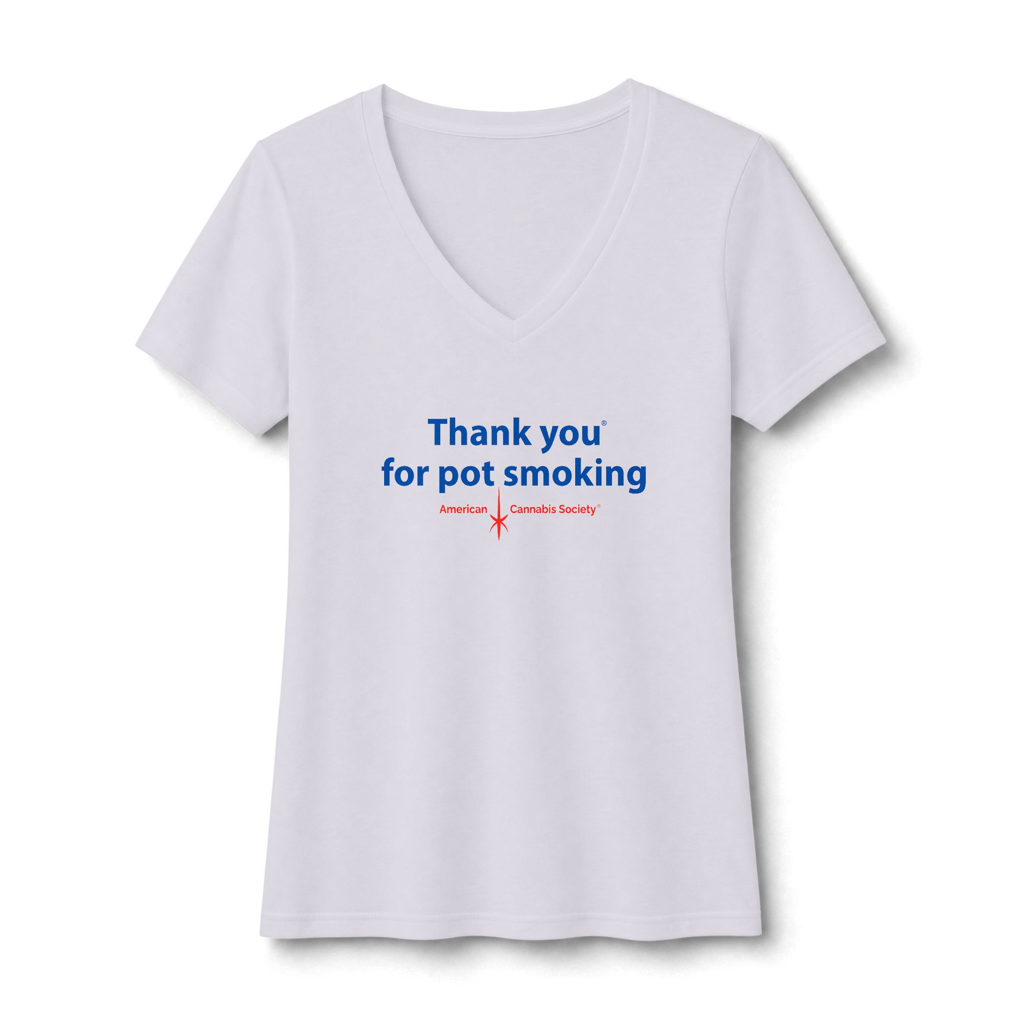 Thank You For Pot Smoking® Women's Fitted V-Neck Tee – White