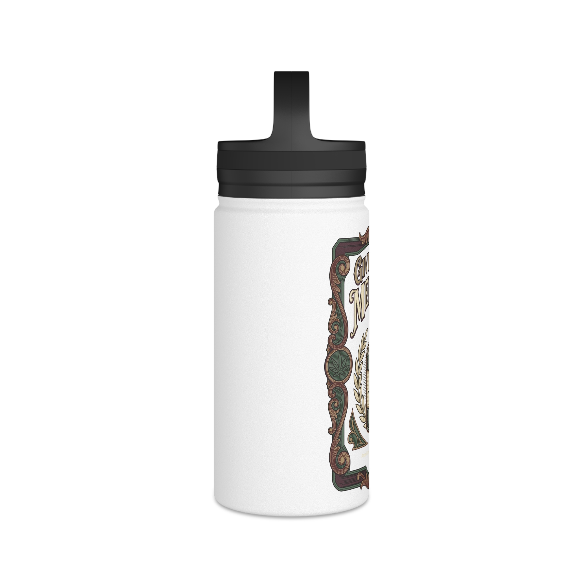 Give Me My Medicine™ Stainless Steel Bottle, Handle Lid – White – view 3
