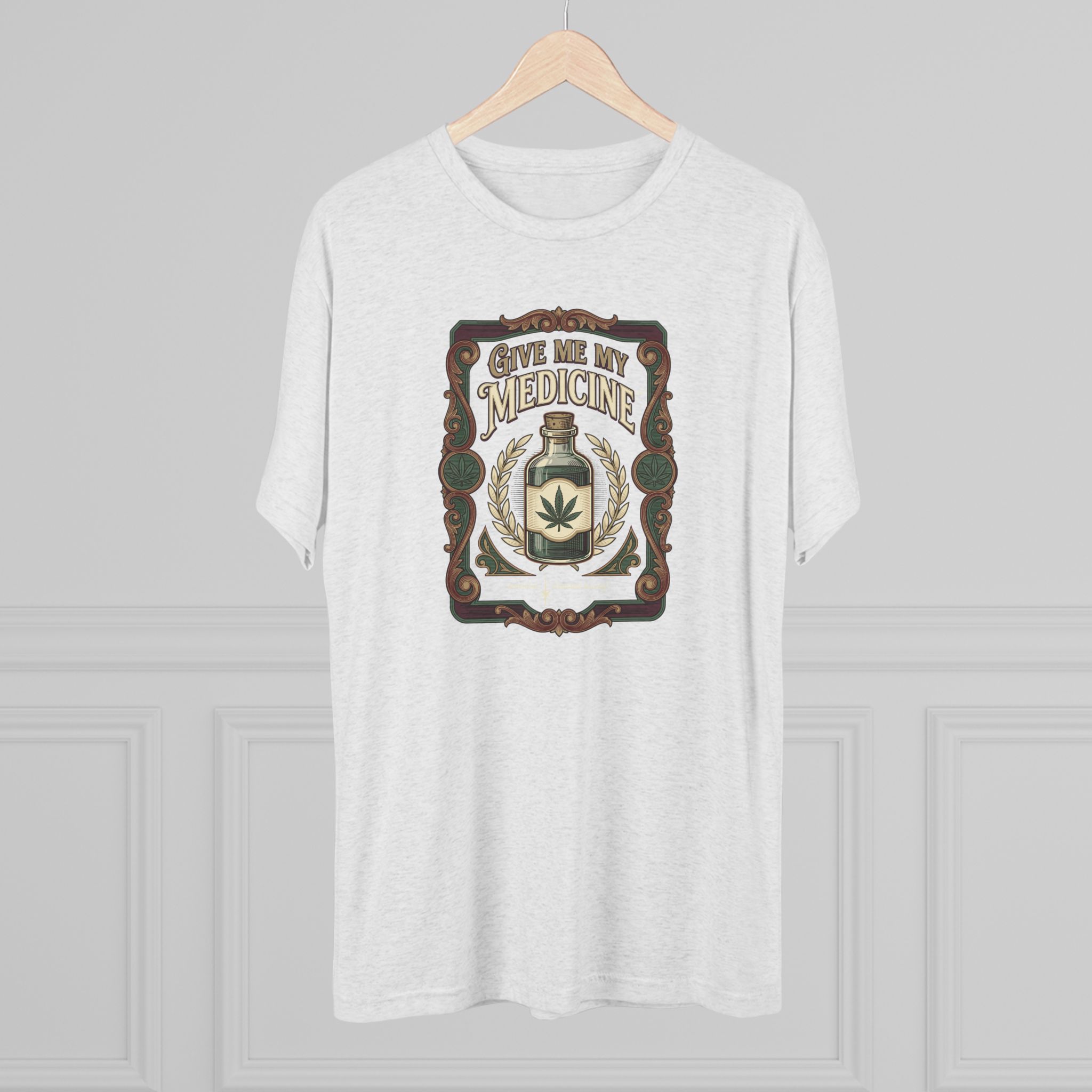 Give Me My Medicine™ Unisex Tri-Blend Crew Tee – Tri-Blend Heather White – view 4