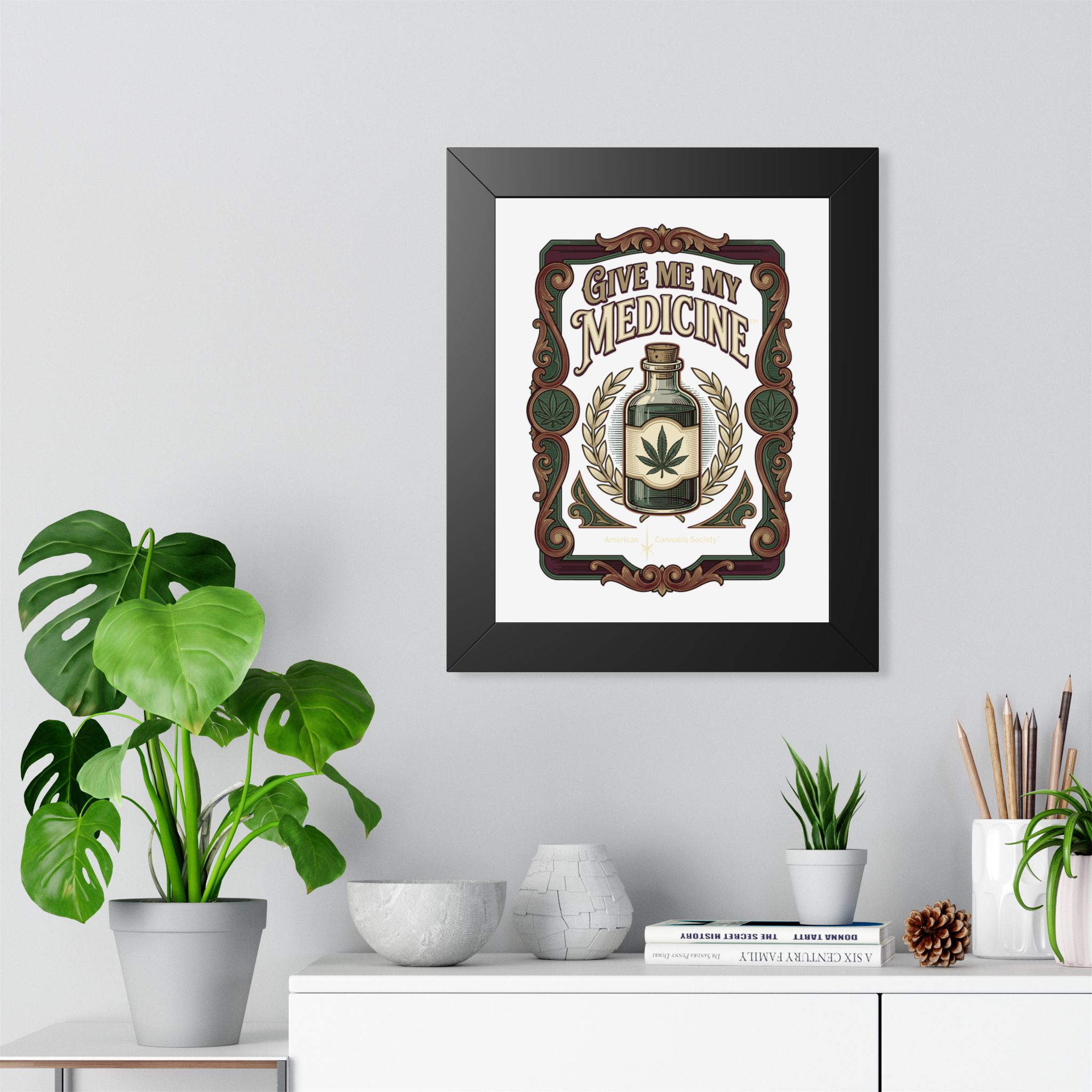 Give Me My Medicine™ Framed Vertical Poster – Black – view 2