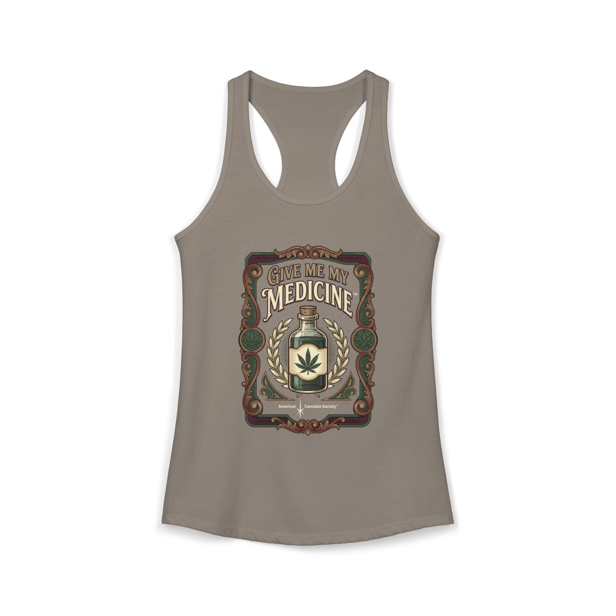 Give Me My Medicine™ Women's Racerback Tank – Solid Warm Gray