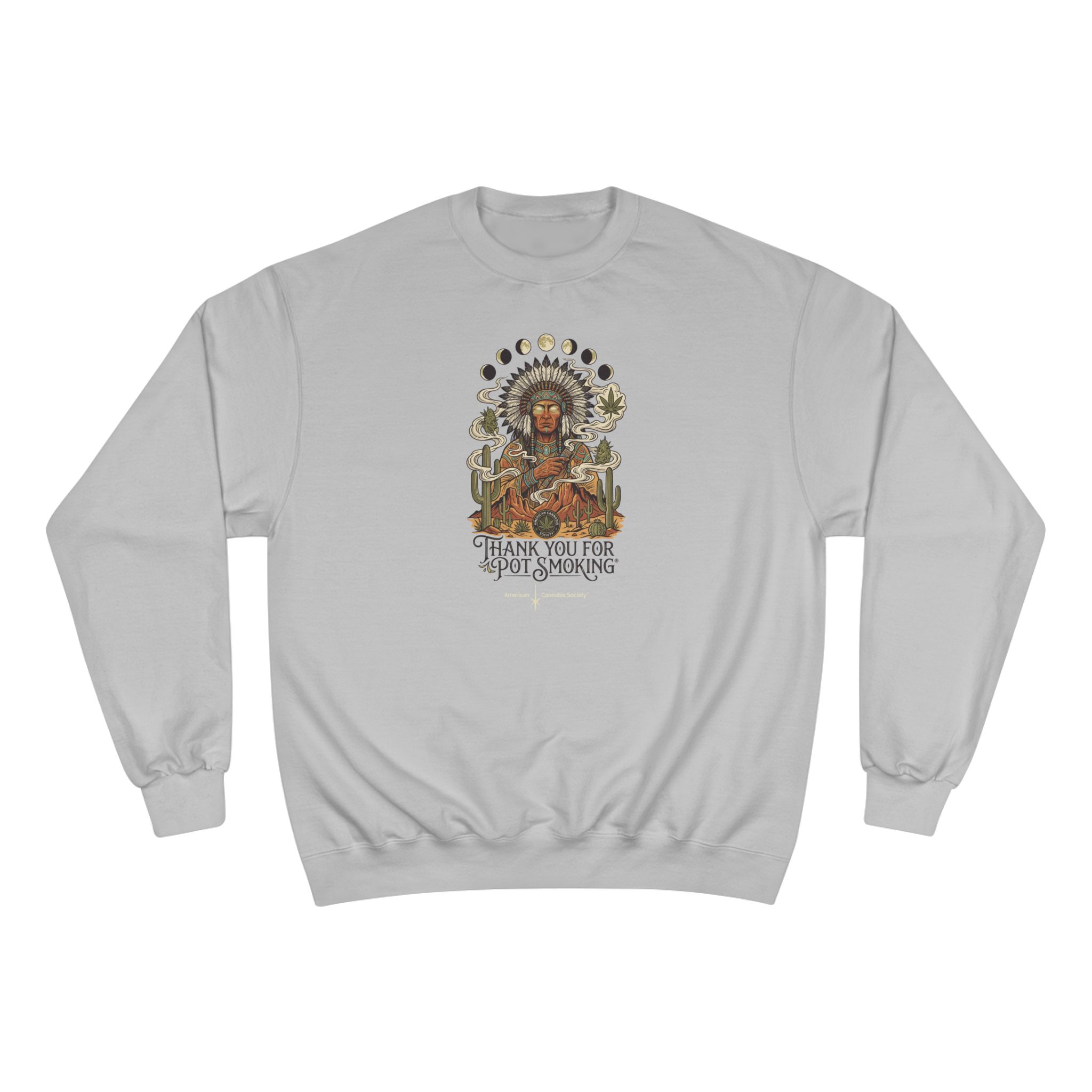 Thank You For Pot Smoking® Desert Chief Heavyweight Crewneck Sweatshirt – Light Steel