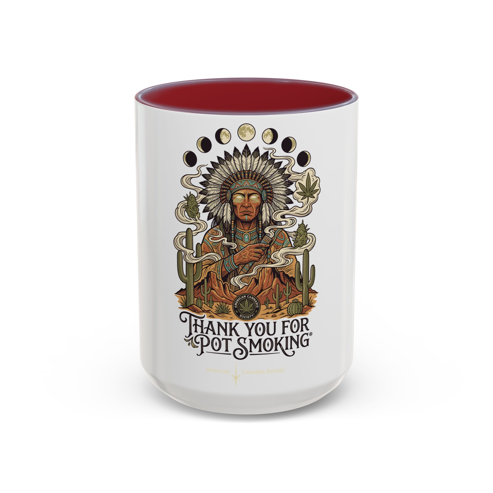 Thank You For Pot Smoking® Colored Interior Coffee Mug – Maroon – view 7