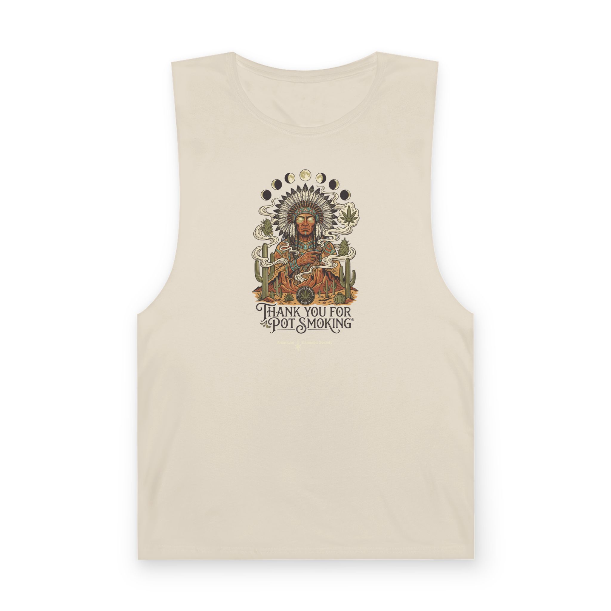 Thank You For Pot Smoking® Desert Chief Unisex Raw-Edge Tank – Ecru
