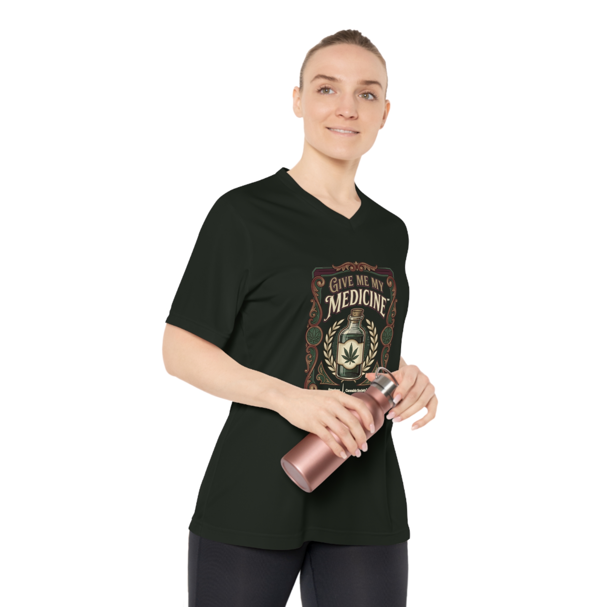 Give Me My Medicine Women's Performance V-Neck – Black – view 4