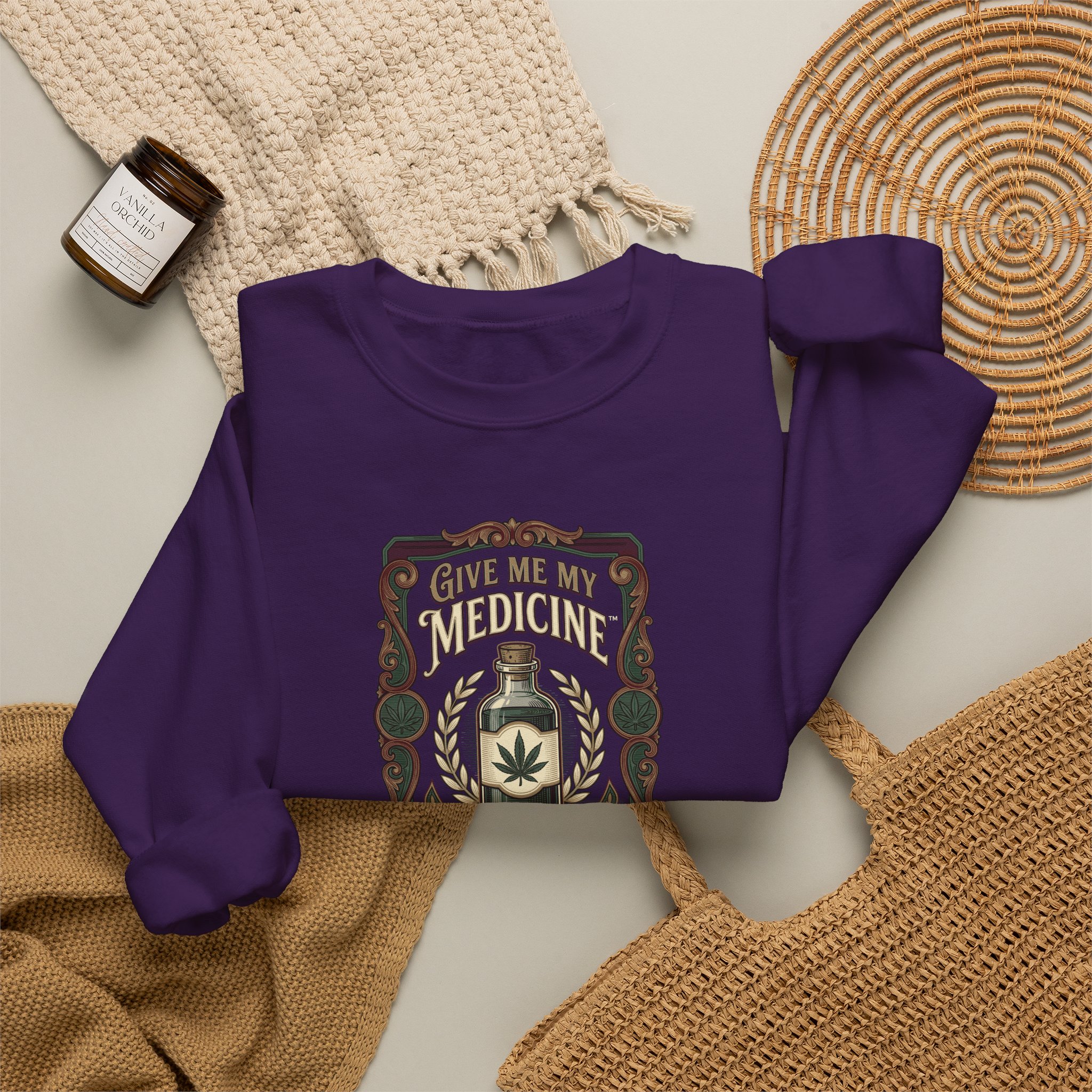 Give Me My Medicine™ Unisex Heavyweight Blend Crewneck – Purple – view 4
