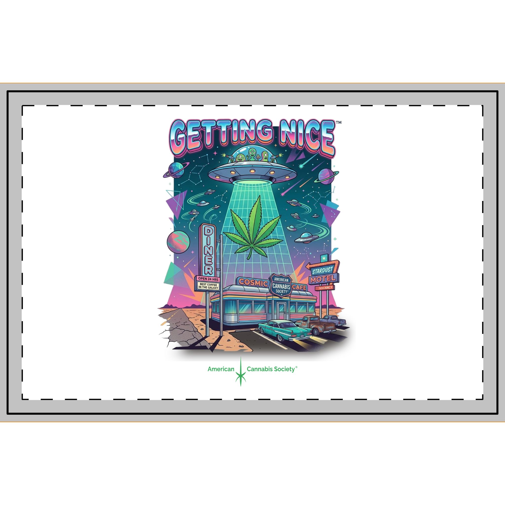 Getting Nice™ Cosmic Diner Serving Tray — American Cannabis Society® 19" × 13.75" Tray
