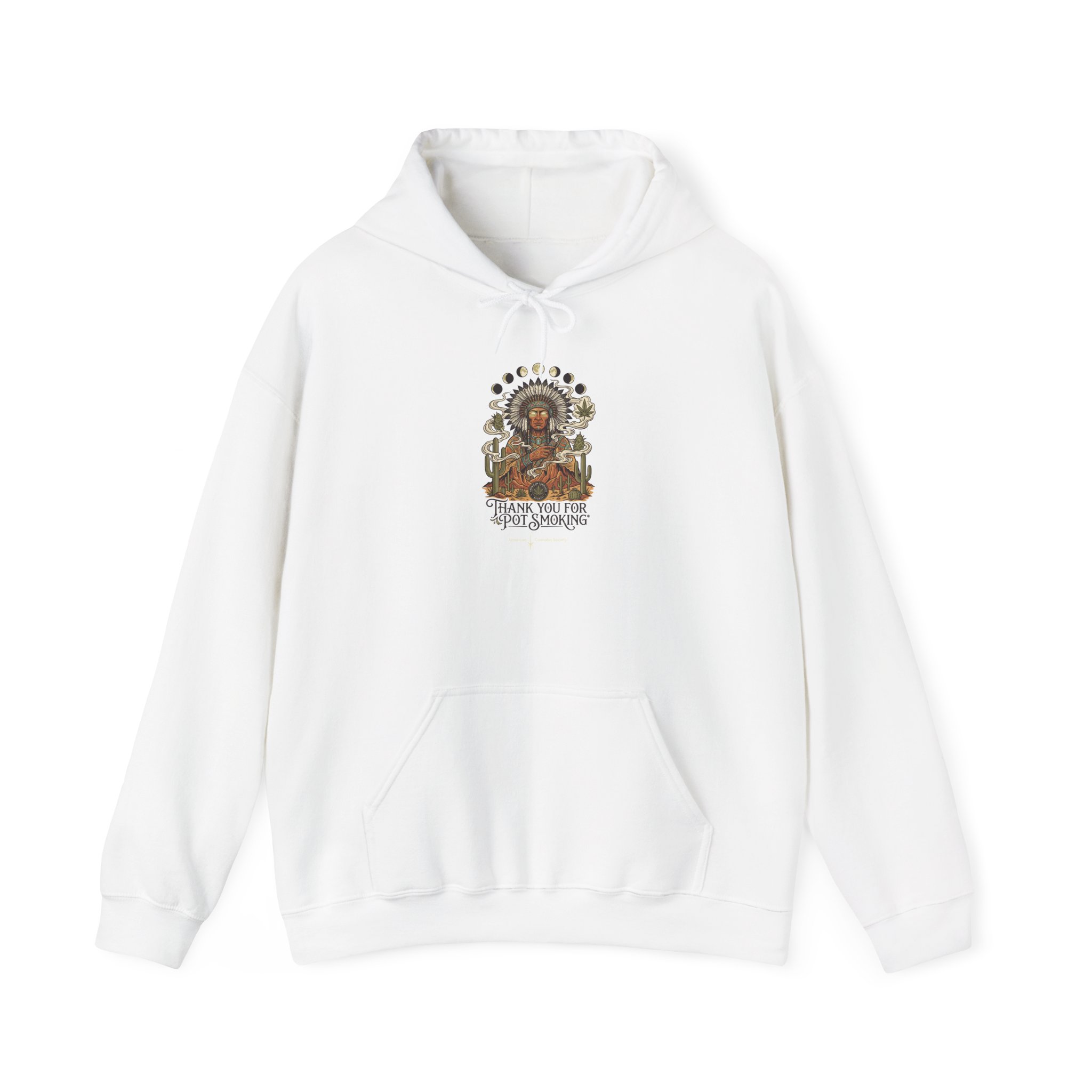 Thank You For Pot Smoking® Desert Chief Unisex Heavyweight Blend Hoodie – White