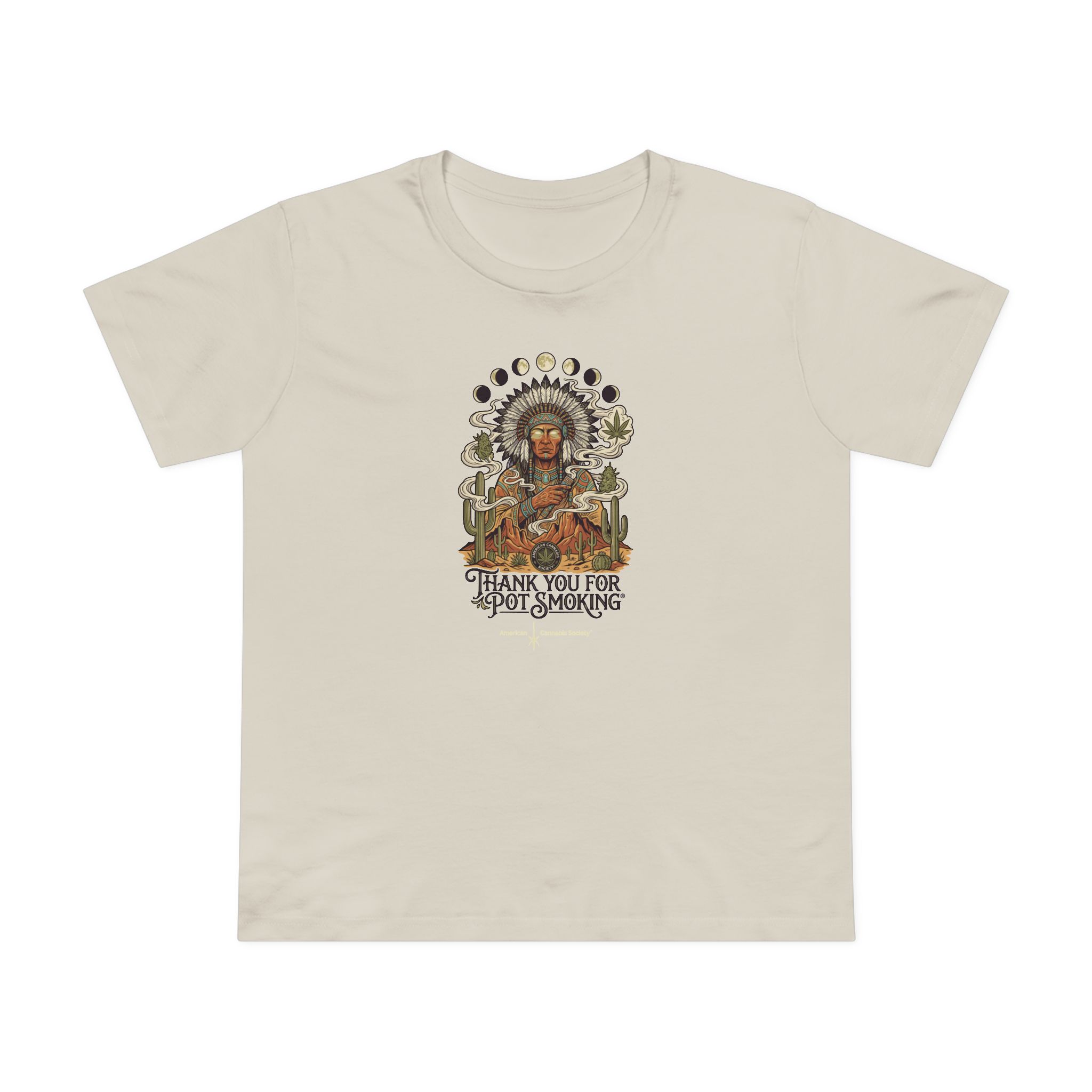 Thank You For Pot Smoking® Desert Chief Women's Ring-Spun Crew Tee – Bone