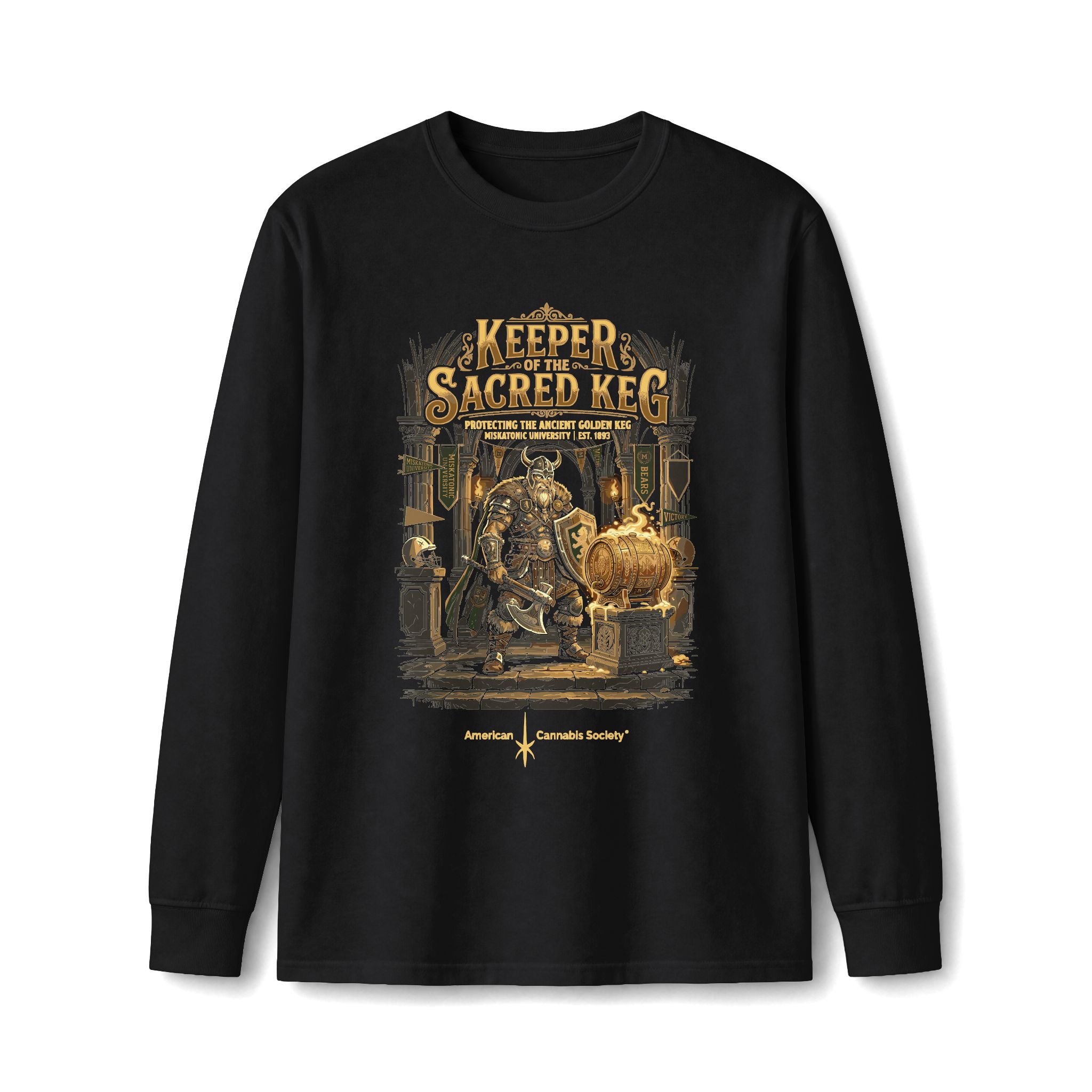 Keeper of the Sacred Keg Long Sleeve Tee – Jet Black