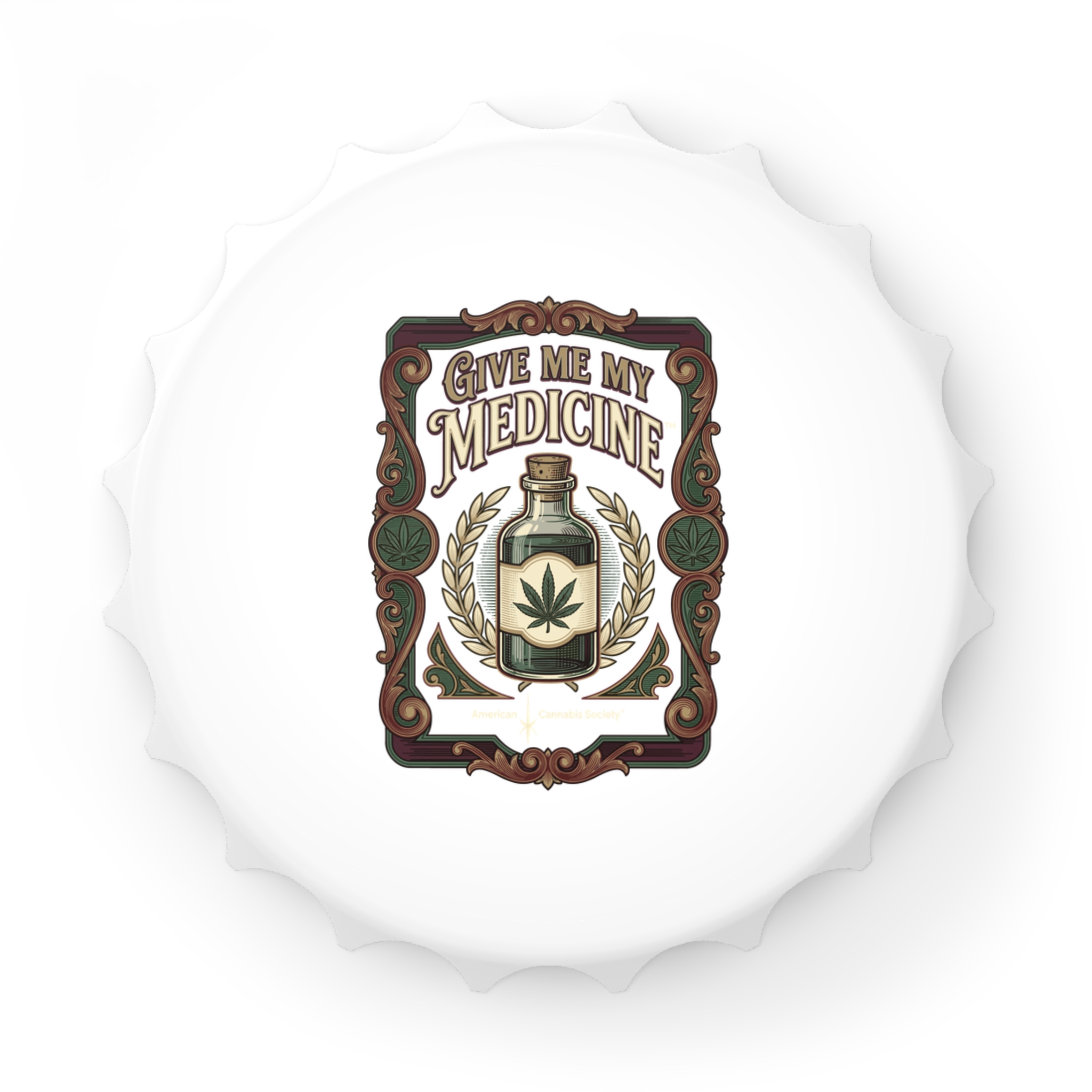 Give Me My Medicine™ Magnetic Bottle Opener – White