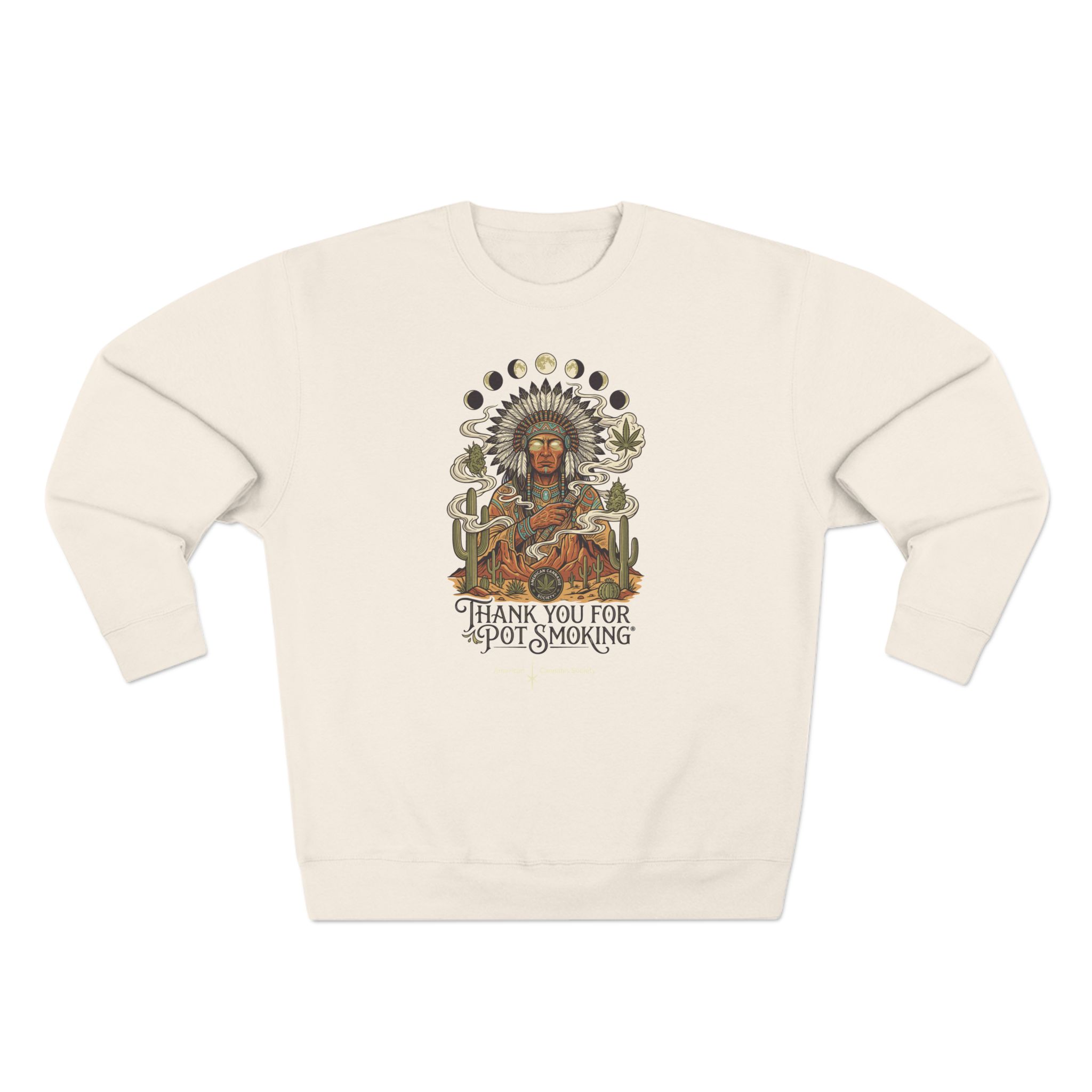 Thank You For Pot Smoking® Desert Chief Unisex Fleece Crewneck – Sandshell