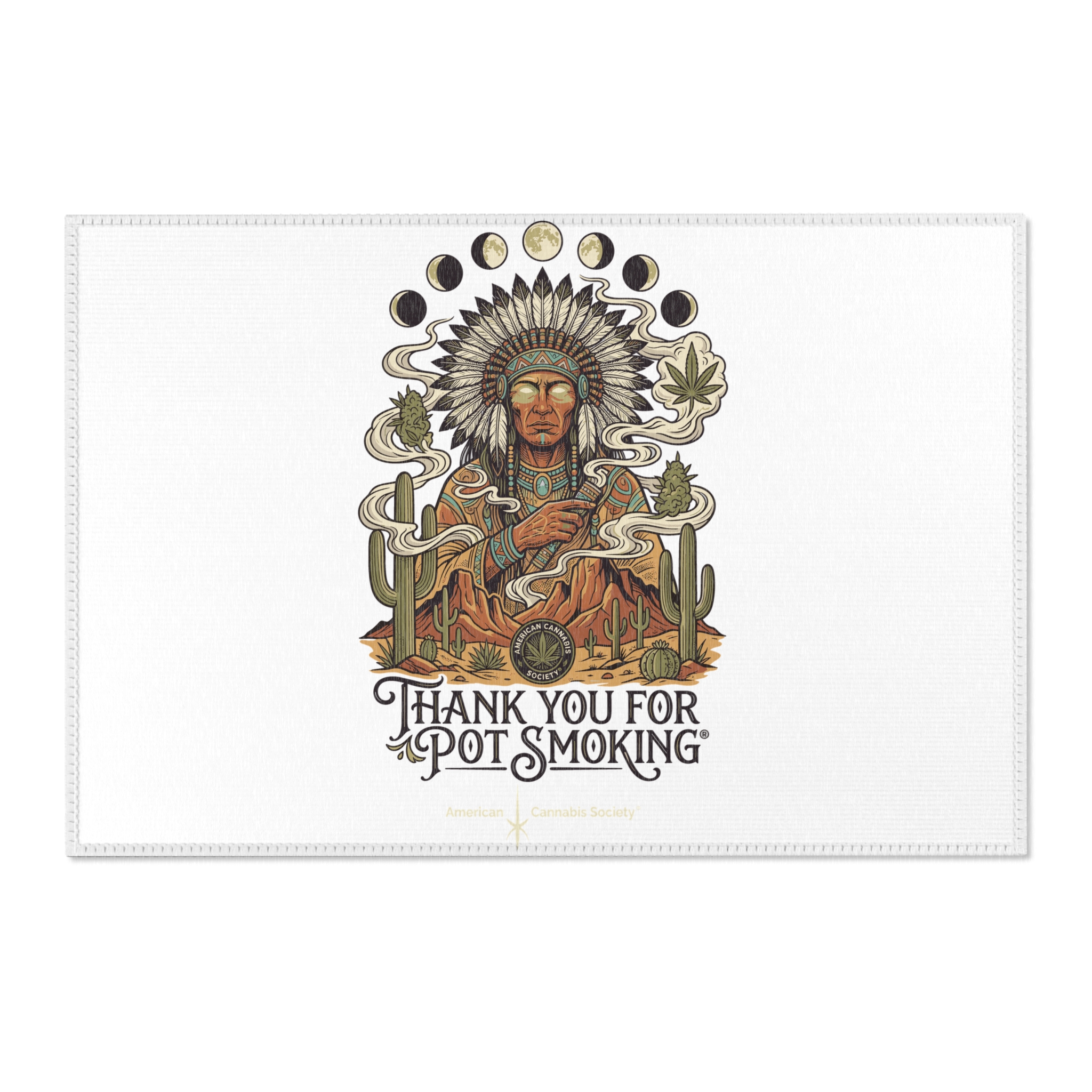 Thank You For Pot Smoking® Desert Chief Chenille Area Rug – 36" × 24"