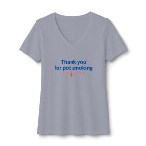 Thank You For Pot Smoking® Women's Fitted V-Neck Tee – Heather Gray