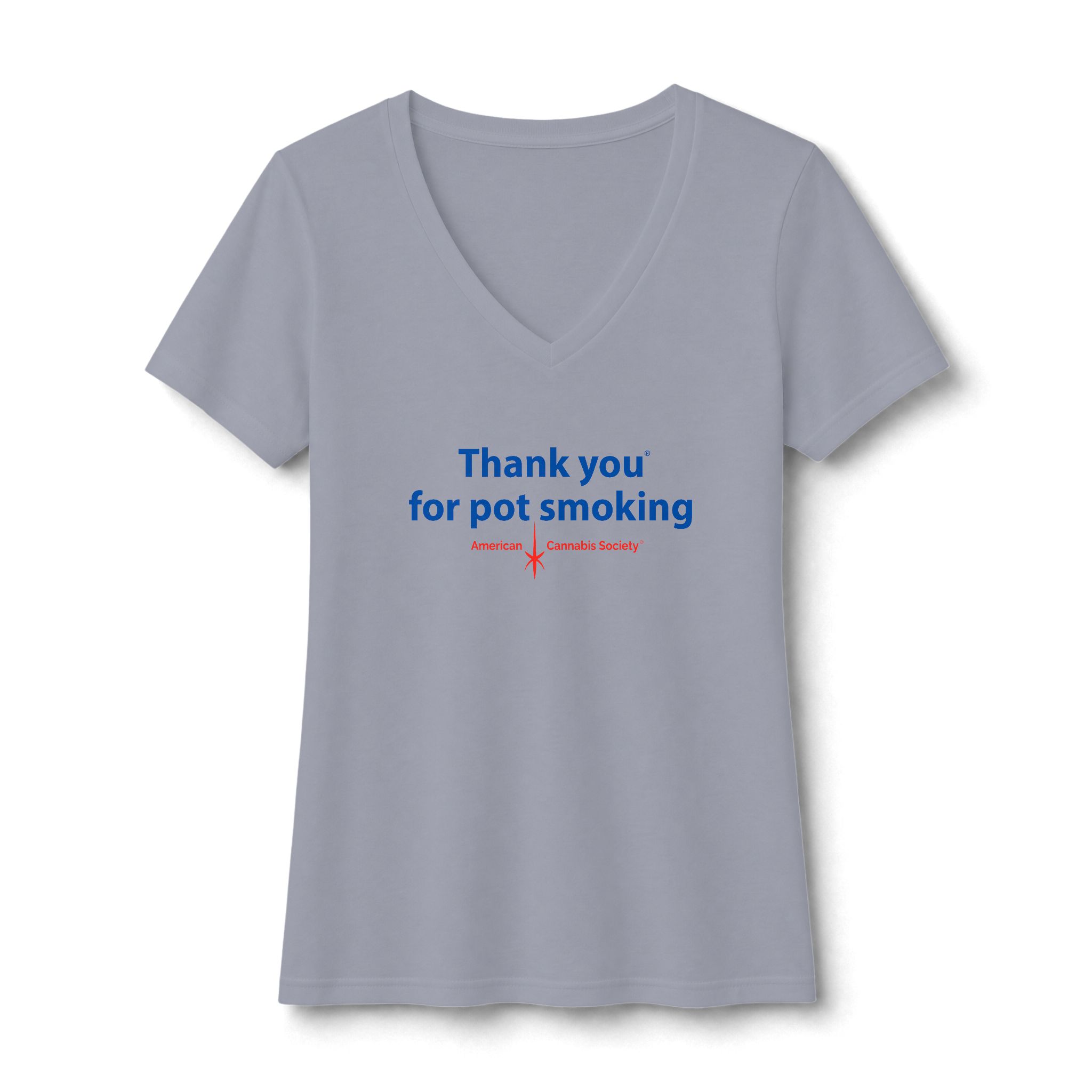 Thank You For Pot Smoking® Women's Fitted V-Neck Tee – Heather Gray