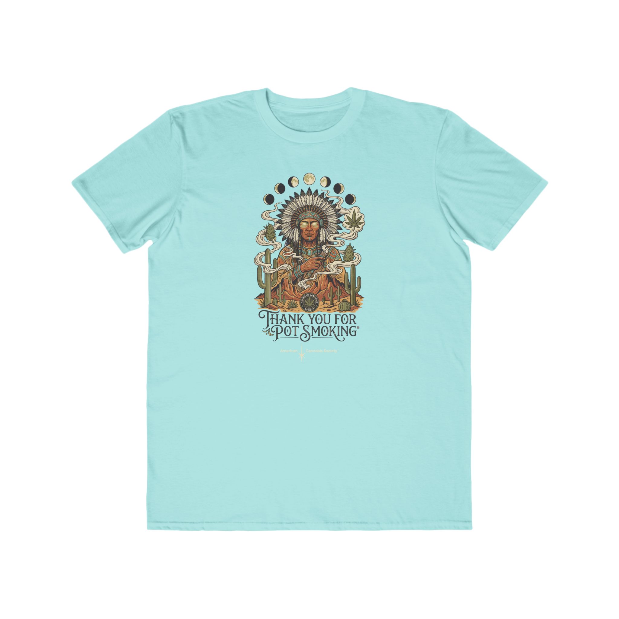 Thank You For Pot Smoking® Desert Chief Men's Lightweight Tee – Teal Ice