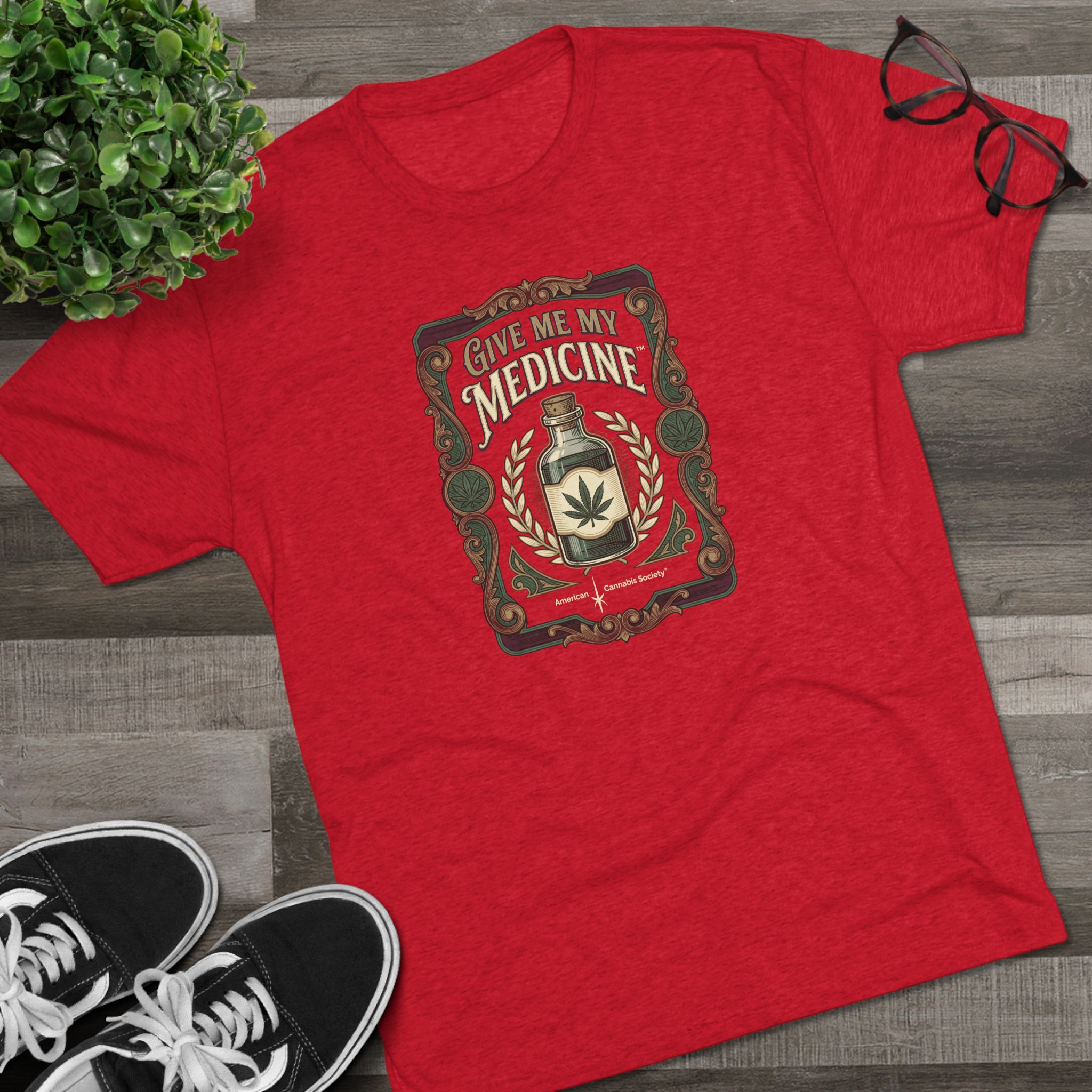 Give Me My Medicine™ Unisex Tri-Blend Crew Tee – Tri-Blend Vintage Red – view 3