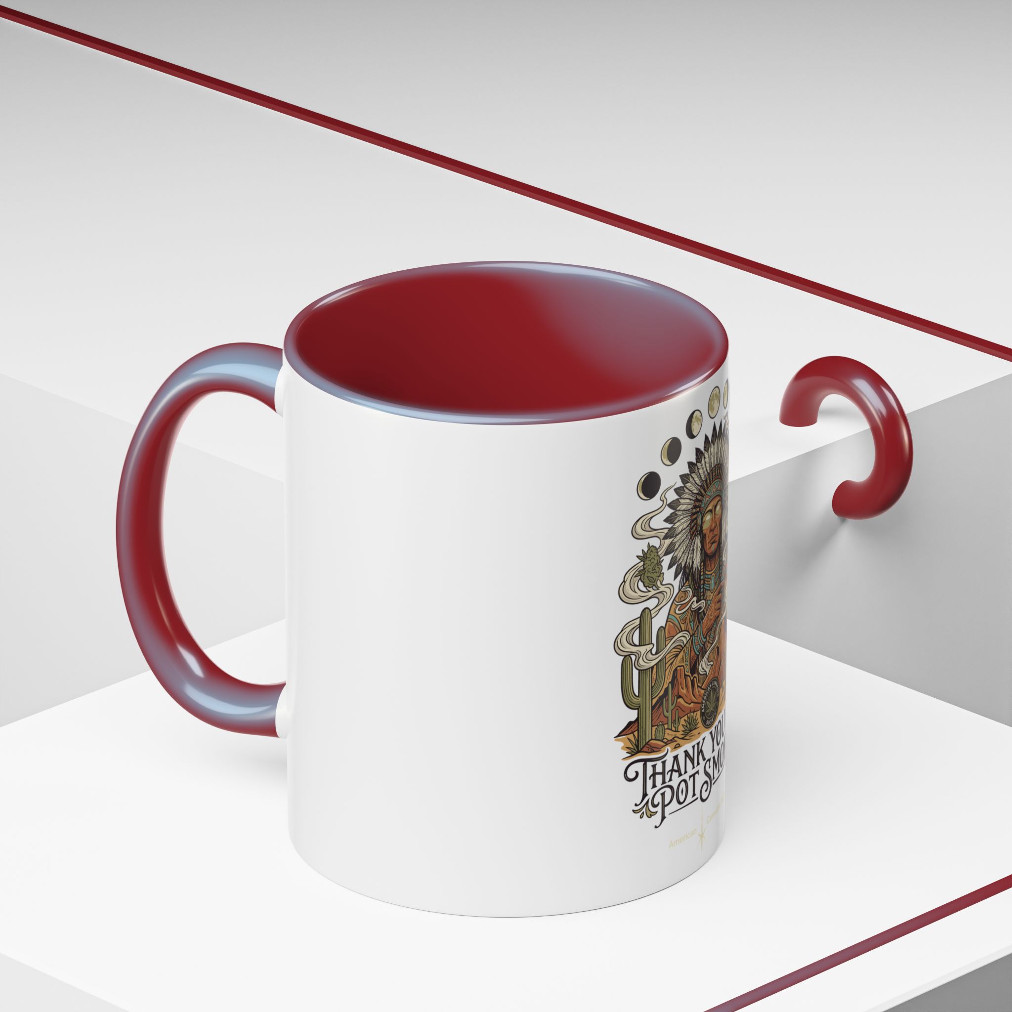 Thank You For Pot Smoking® Colored Interior Coffee Mug – Maroon – view 6