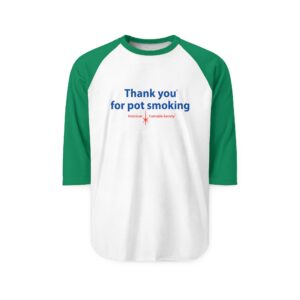 Thank You For Pot Smoking® 3/4 Sleeve Raglan Shirt – White/Kelly