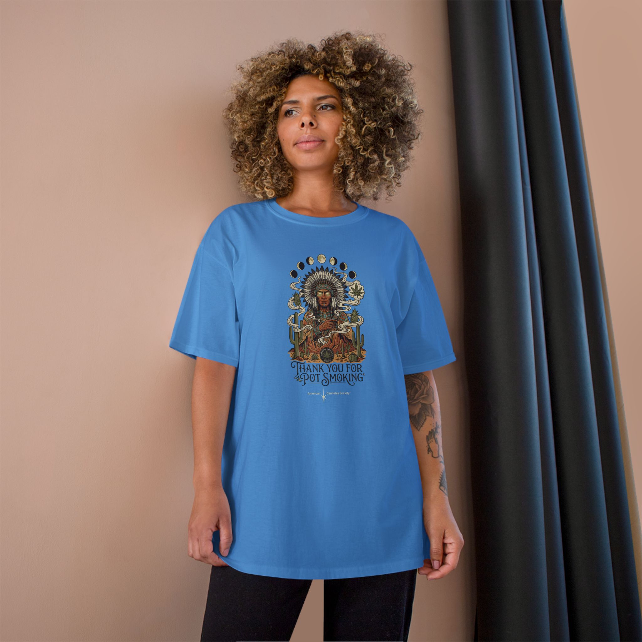 Thank You For Pot Smoking® Desert Chief Classic Heavyweight Tee – Light Blue – view 4
