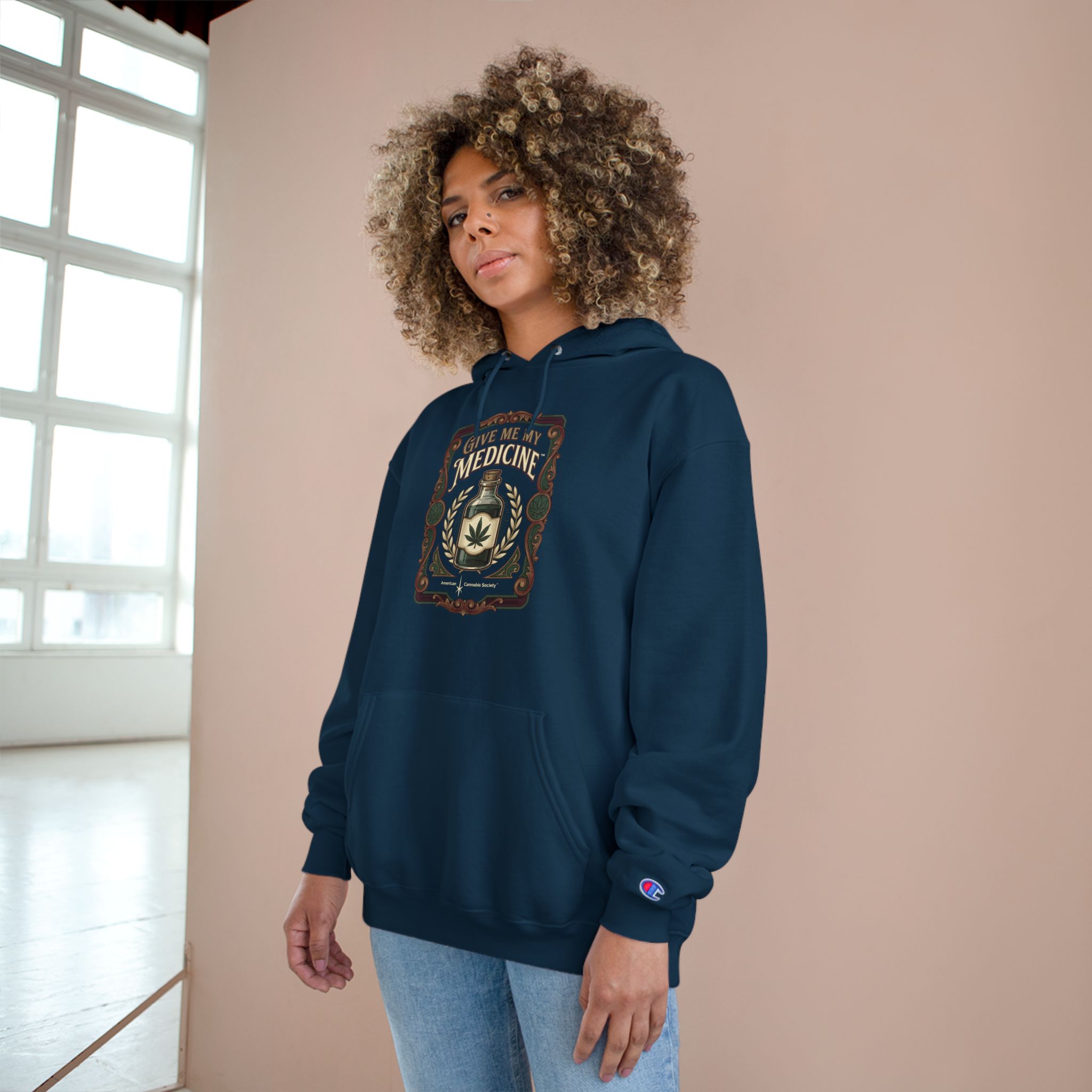 Give Me My Medicine™ Heavyweight Pullover Hoodie – Navy, view 4