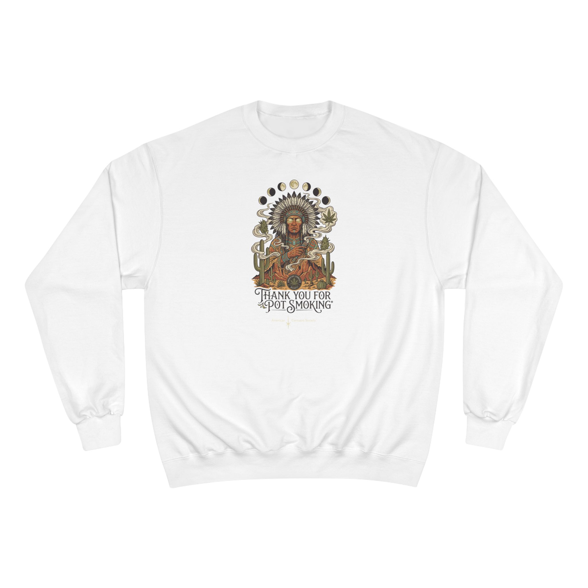 Thank You For Pot Smoking® Desert Chief Heavyweight Crewneck Sweatshirt – White