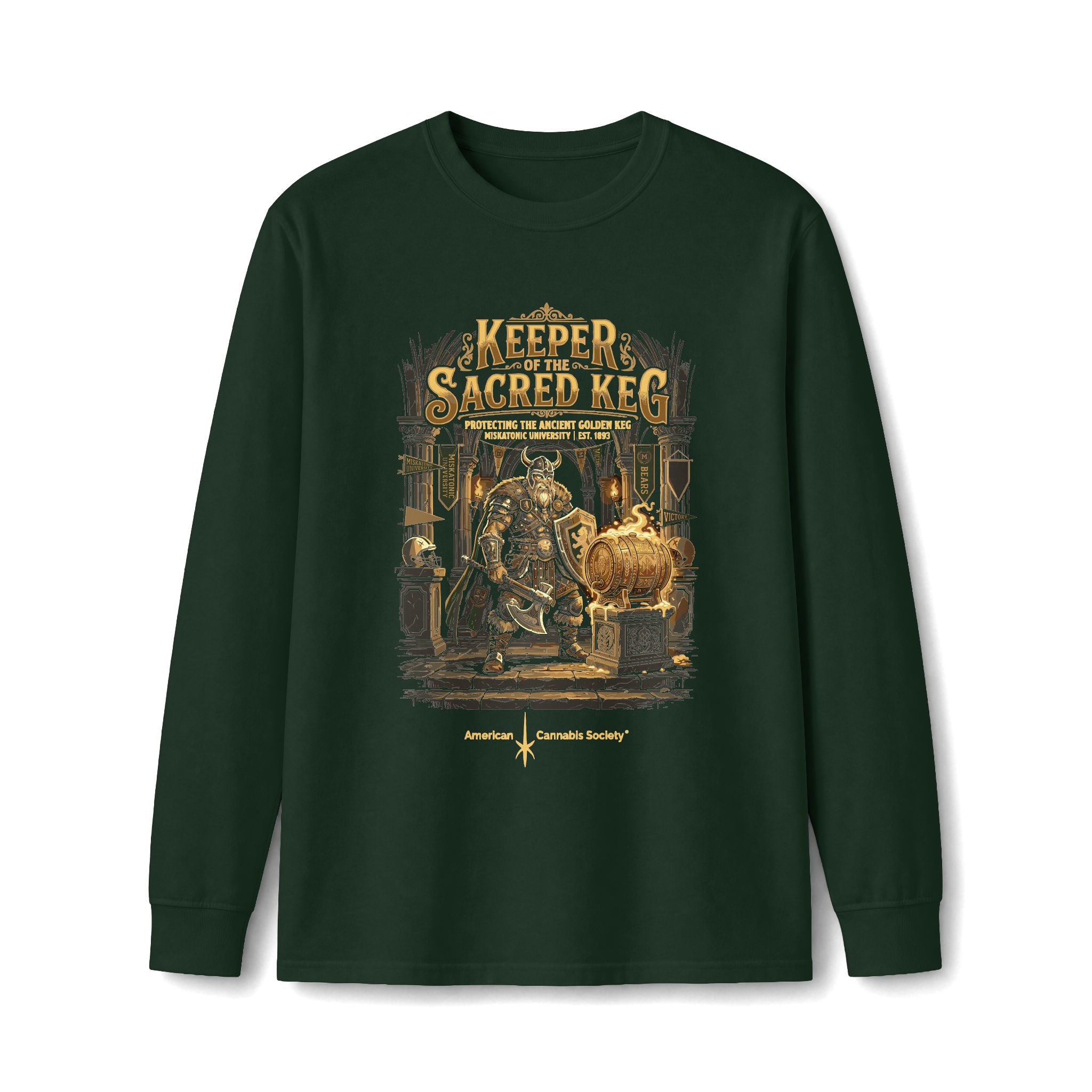 Keeper of the Sacred Keg Long Sleeve Tee – Dark Green