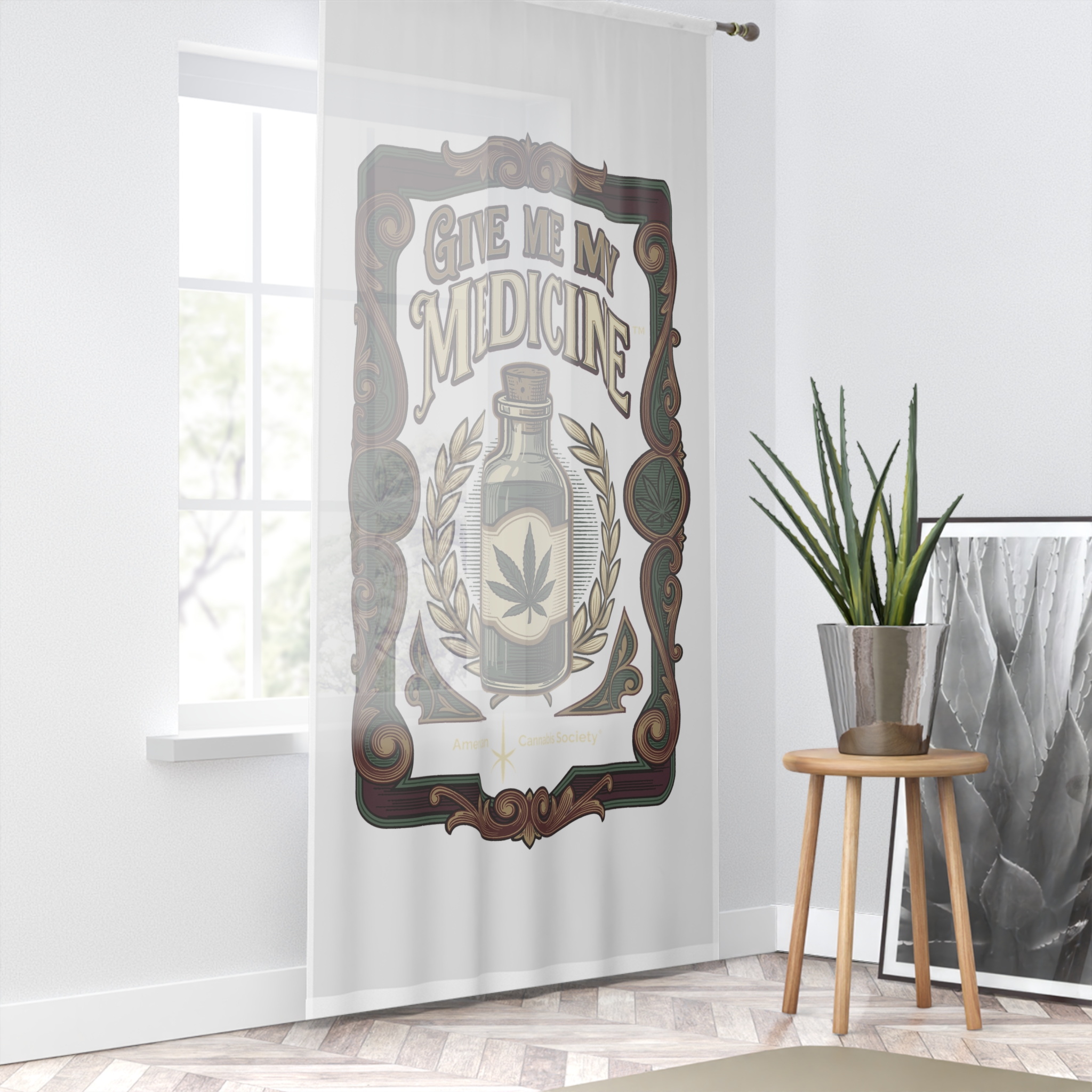 Give Me My Medicine™ Sheer Window Curtain – White – view 2