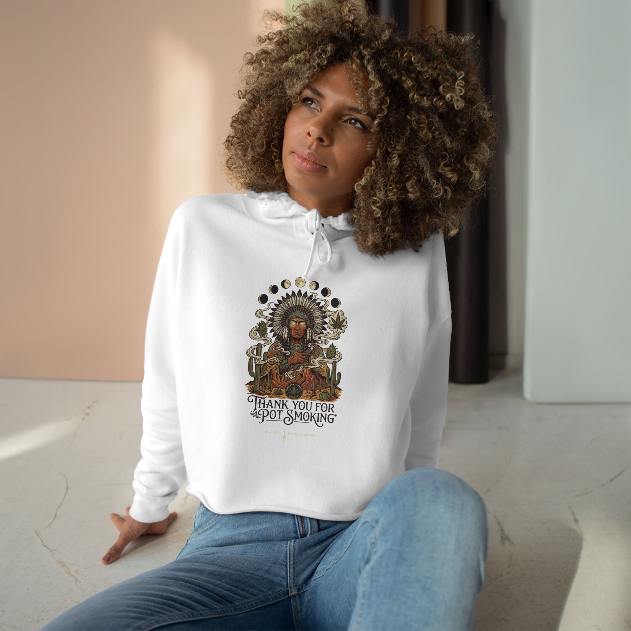 Thank You For Pot Smoking® Desert Chief Women's Crop Hoodie – view 6