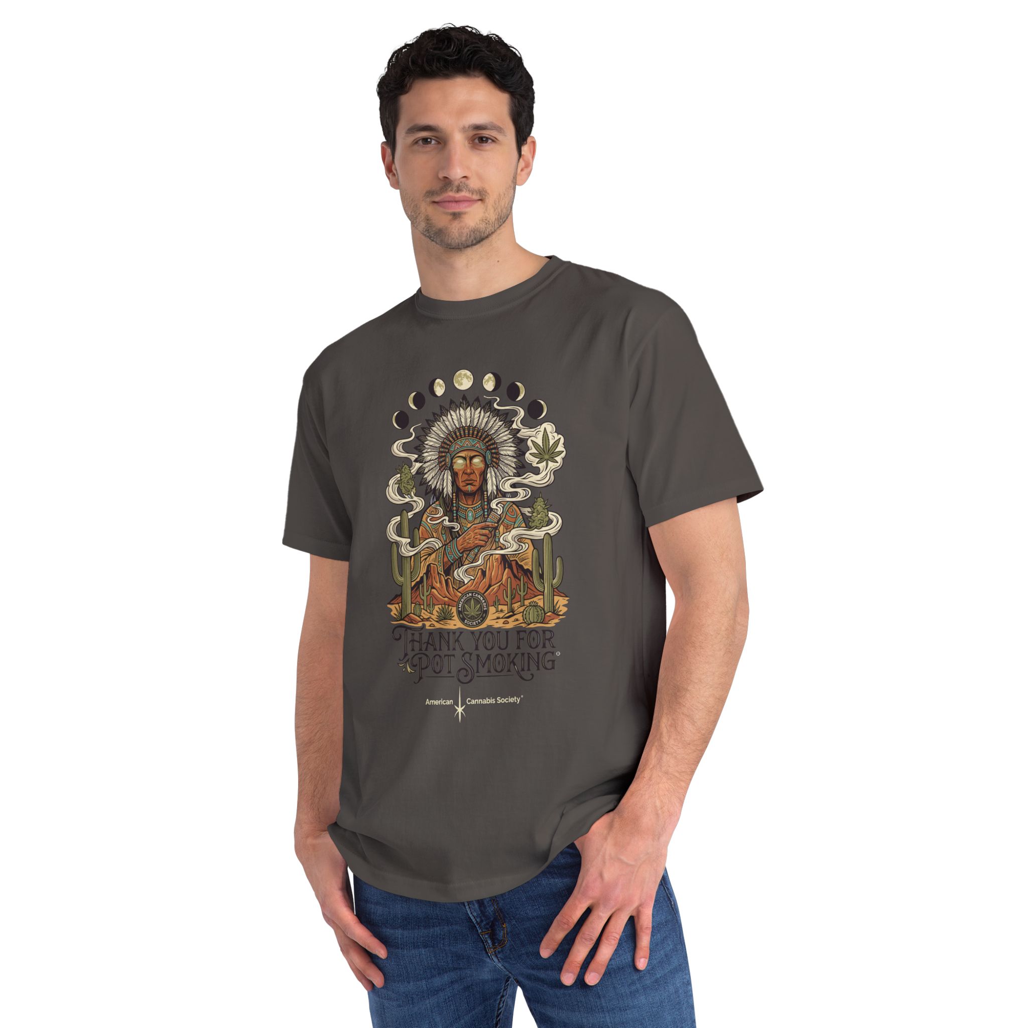 Thank You For Pot Smoking® Desert Chief Organic Unisex Classic Tee – Charcoal – view 3