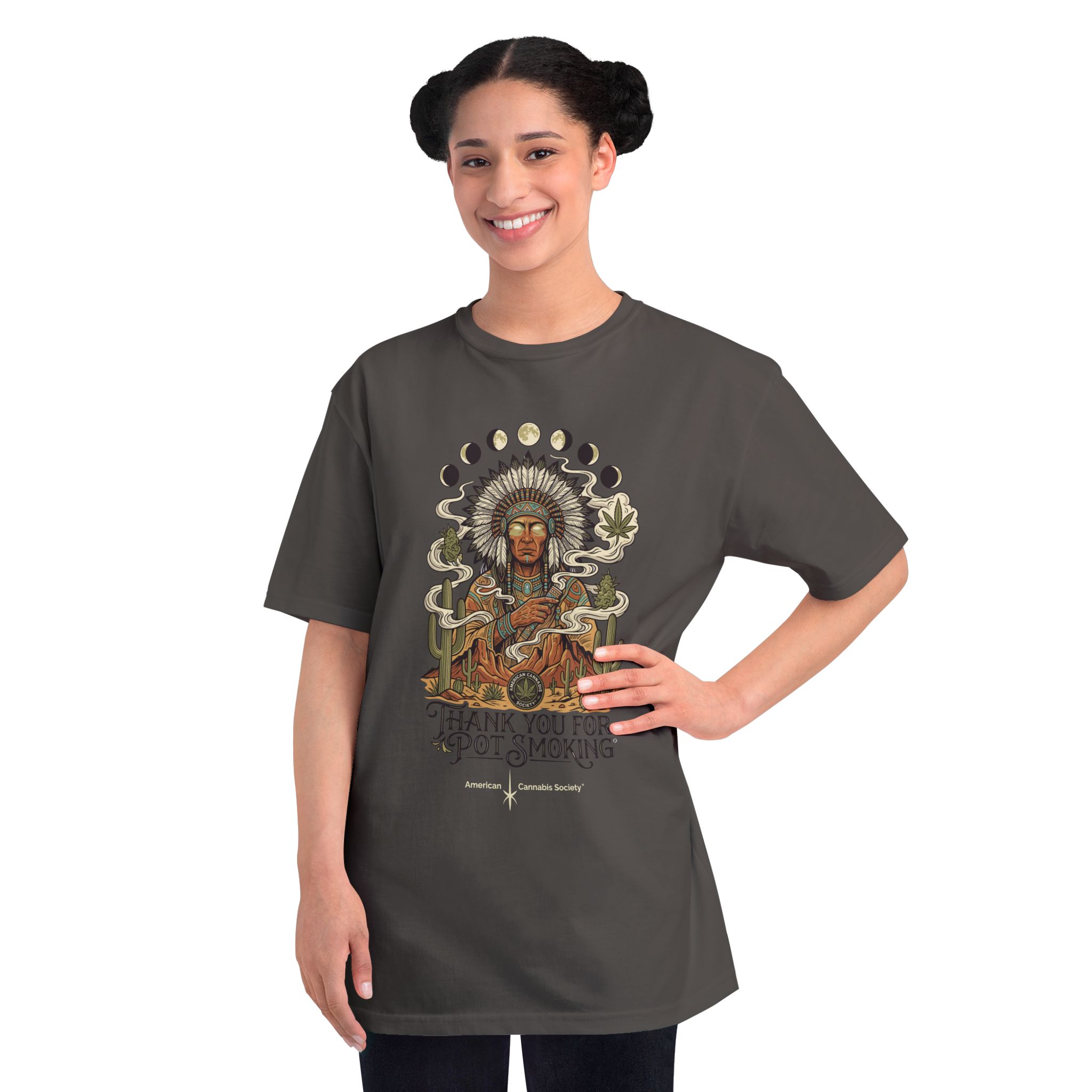 Thank You For Pot Smoking® Desert Chief Organic Unisex Classic Tee – Charcoal – view 4