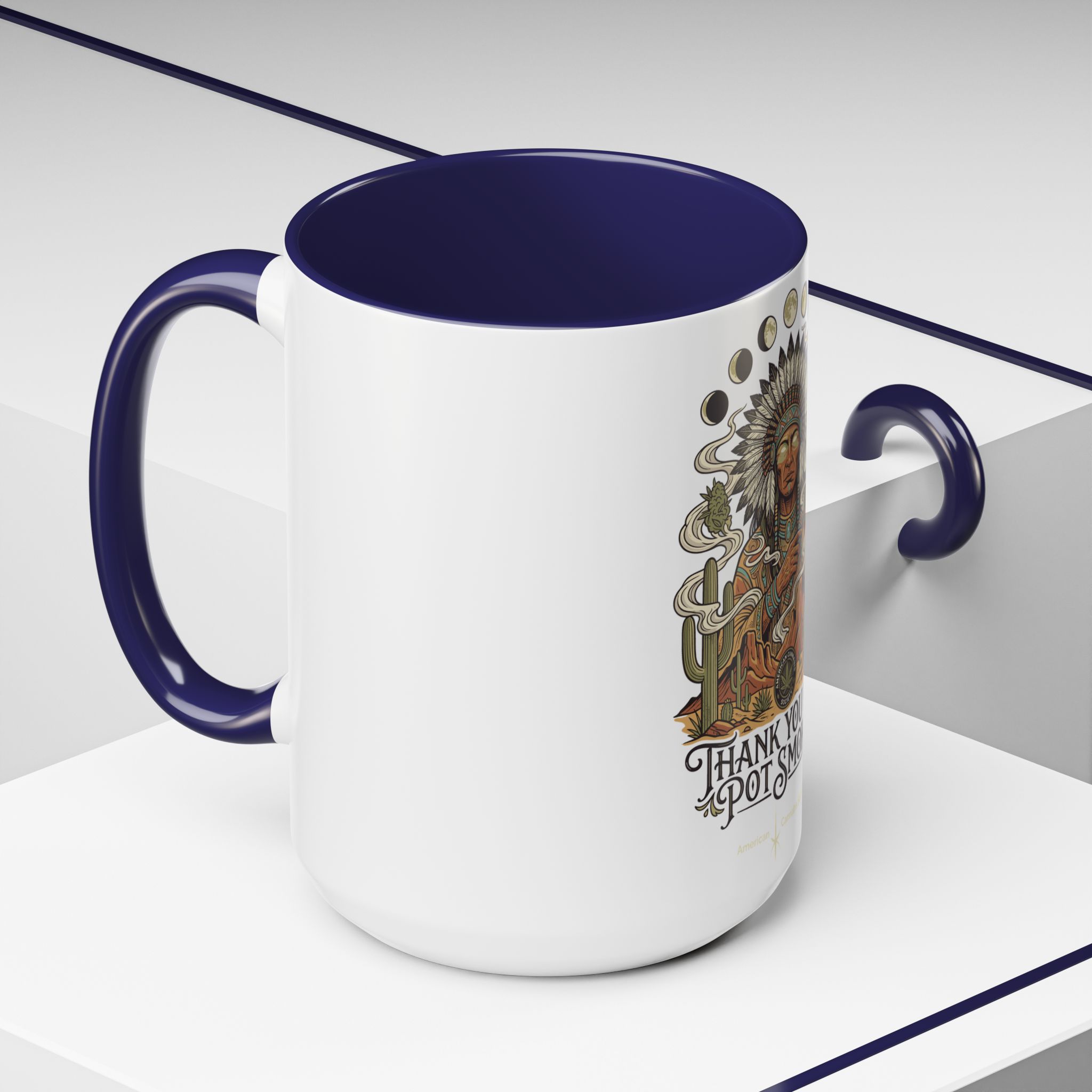 Thank You For Pot Smoking® Colored Interior Coffee Mug – Navy – view 12