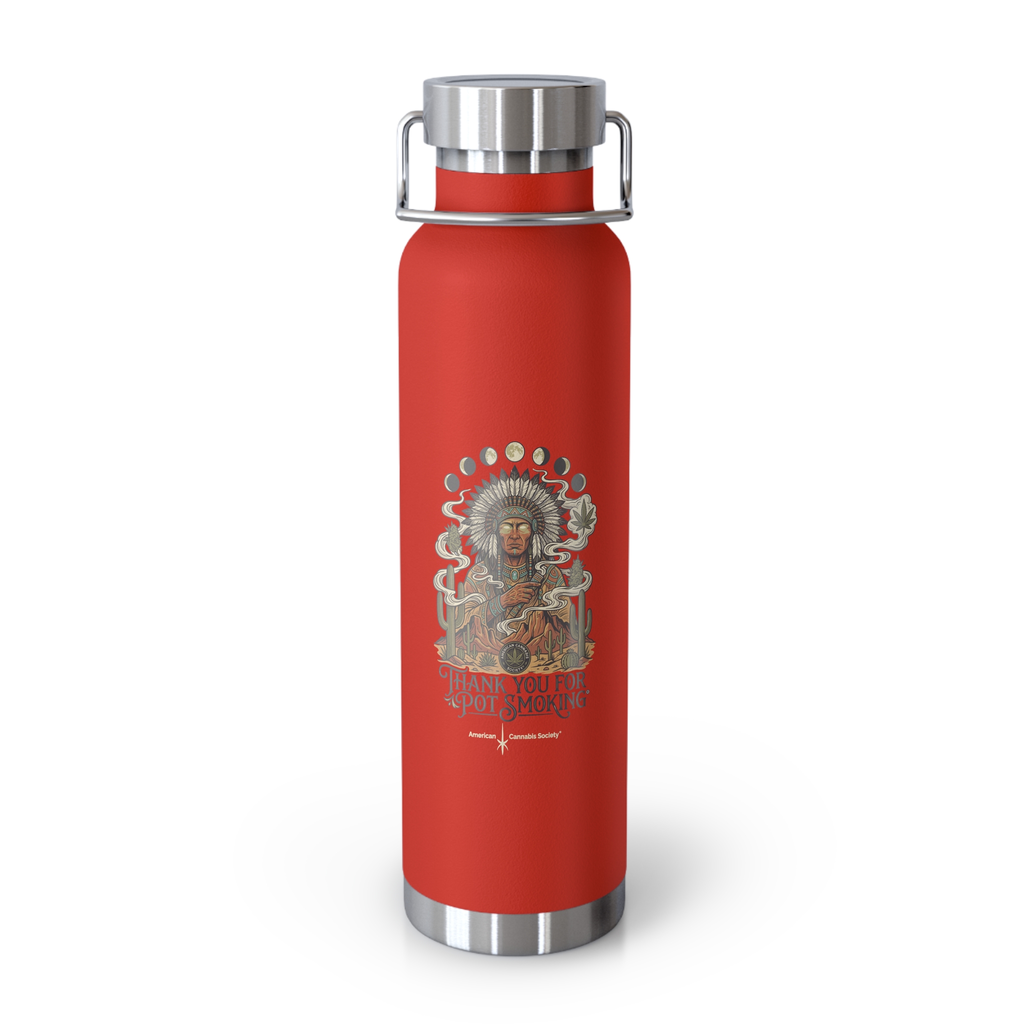 Thank You For Pot Smoking® Desert Chief Copper Insulated Bottle, 22oz – Red