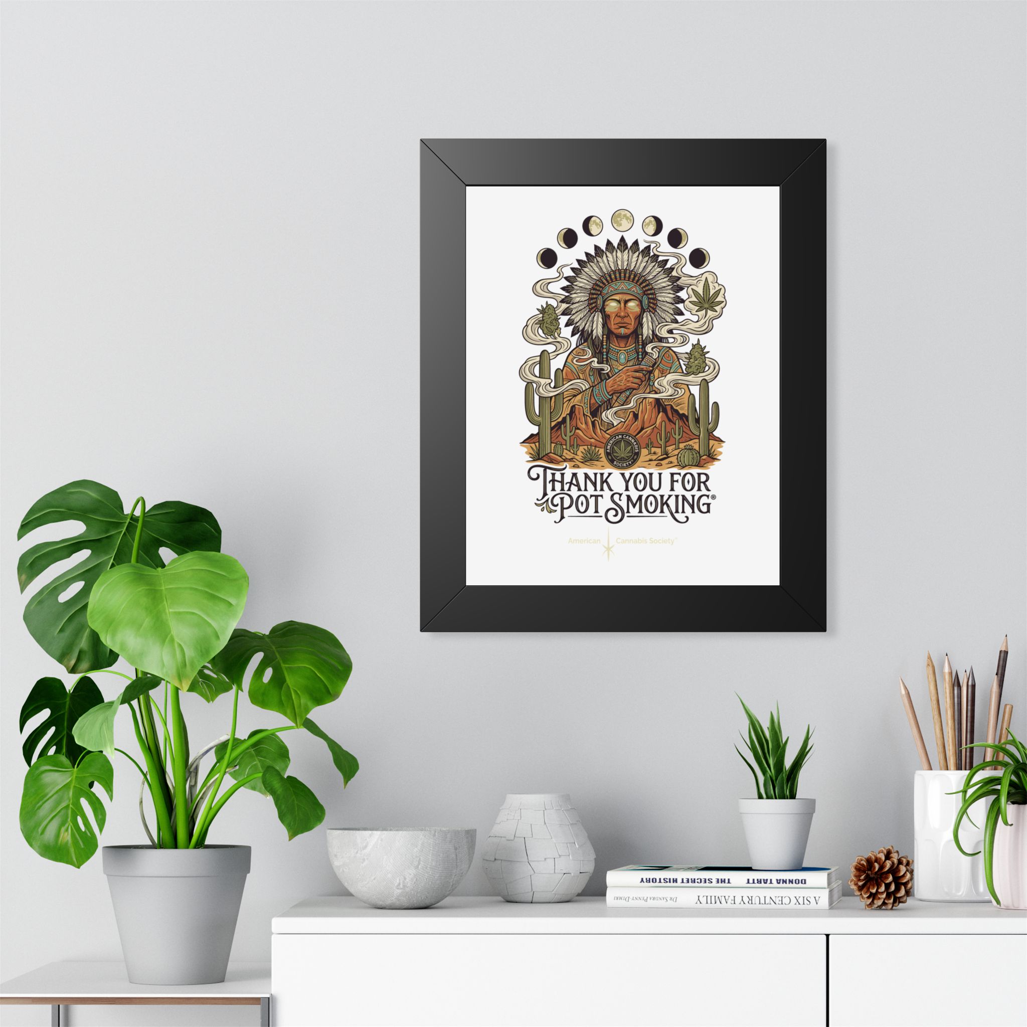 Thank You For Pot Smoking® Desert Chief Framed Vertical Poster – Black – view 2