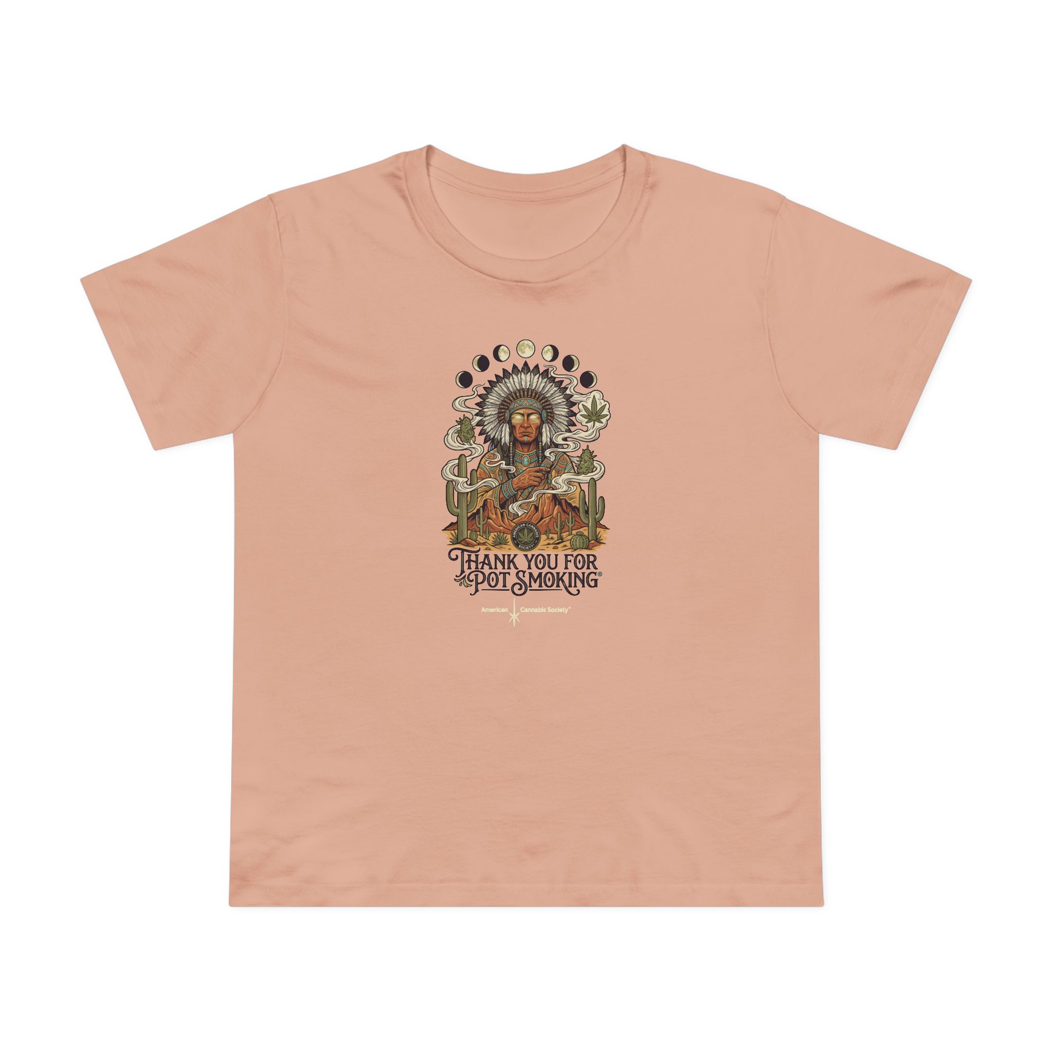 Thank You For Pot Smoking® Desert Chief Women's Ring-Spun Crew Tee – Pale Pink