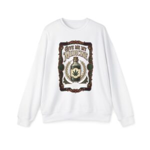 Give Me My Medicine™ Unisex Drop Shoulder Sweatshirt – White