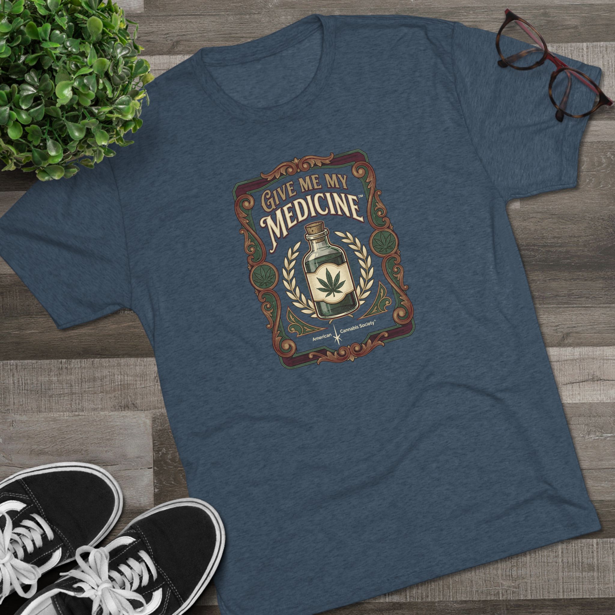 Give Me My Medicine™ Unisex Tri-Blend Crew Tee – Tri-Blend Indigo – view 3