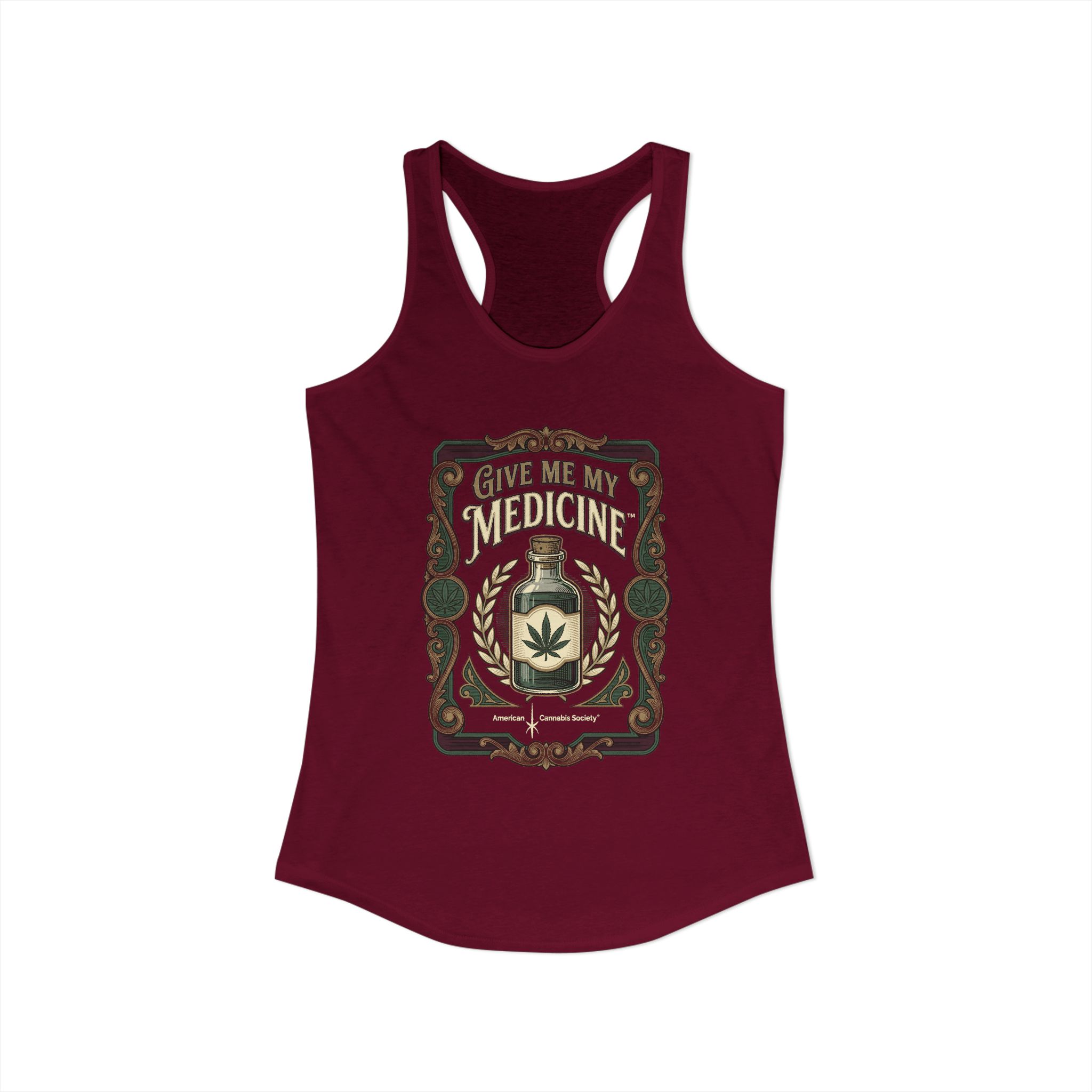 Give Me My Medicine™ Women's Racerback Tank – Solid Cardinal Red – view 2