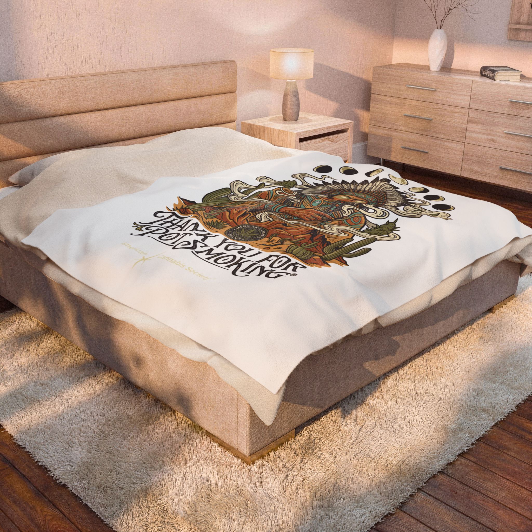 Thank You For Pot Smoking® Desert Chief Velveteen Plush Blanket – 60" × 80" – view 4