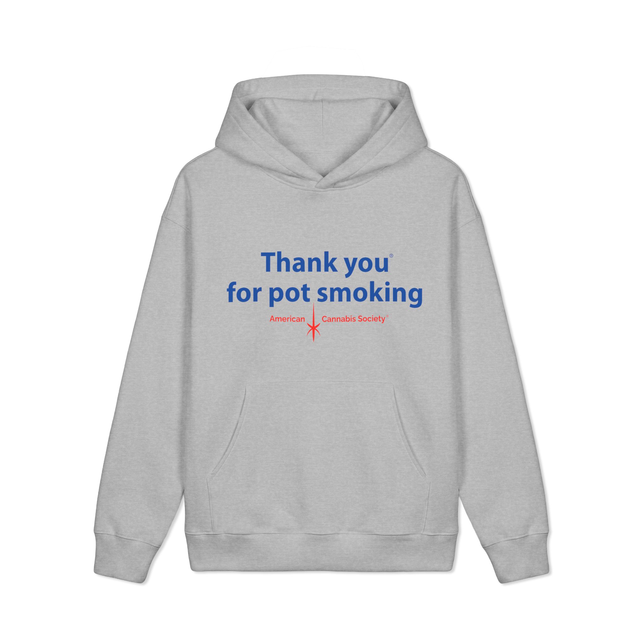 Thank You For Pot Smoking® Oversized Drop-Shoulder Hoodie – Grey Heather