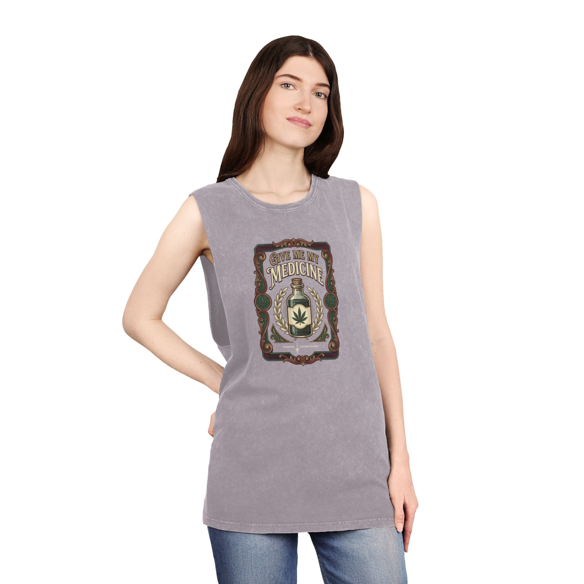 Give Me My Medicine™ Unisex Stonewash Tank Top – Orchid Stone – view 4